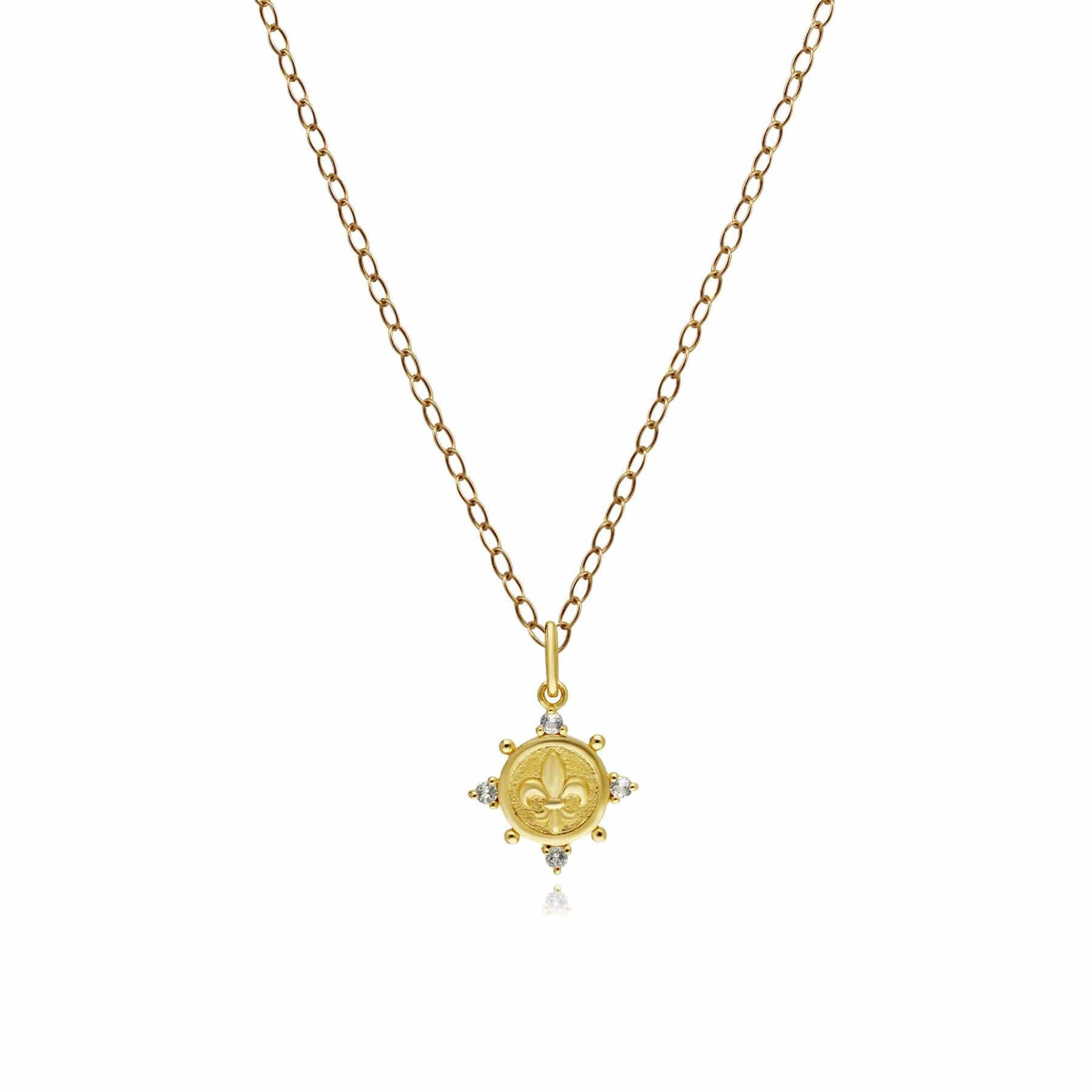 ECFEW™ White Topaz Fleur De Lis Coin Pendant