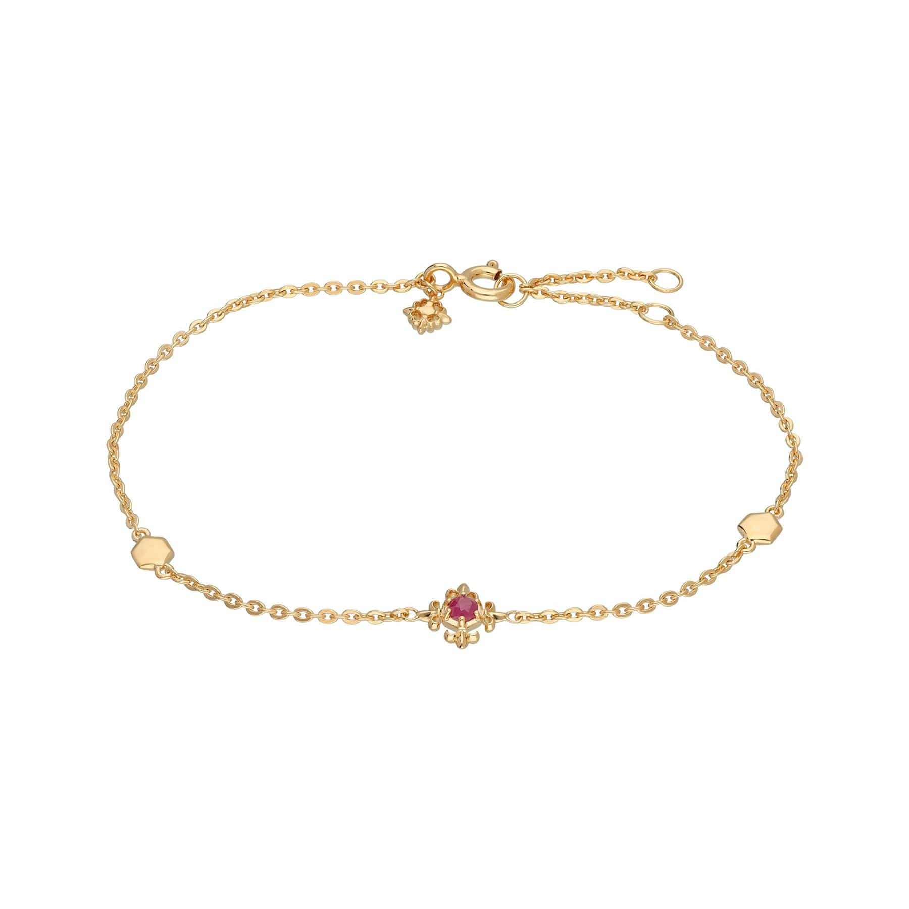ECFEW™ Ruby Fleur De Lis Bracelet In 9ct Yellow Gold - Gemondo
