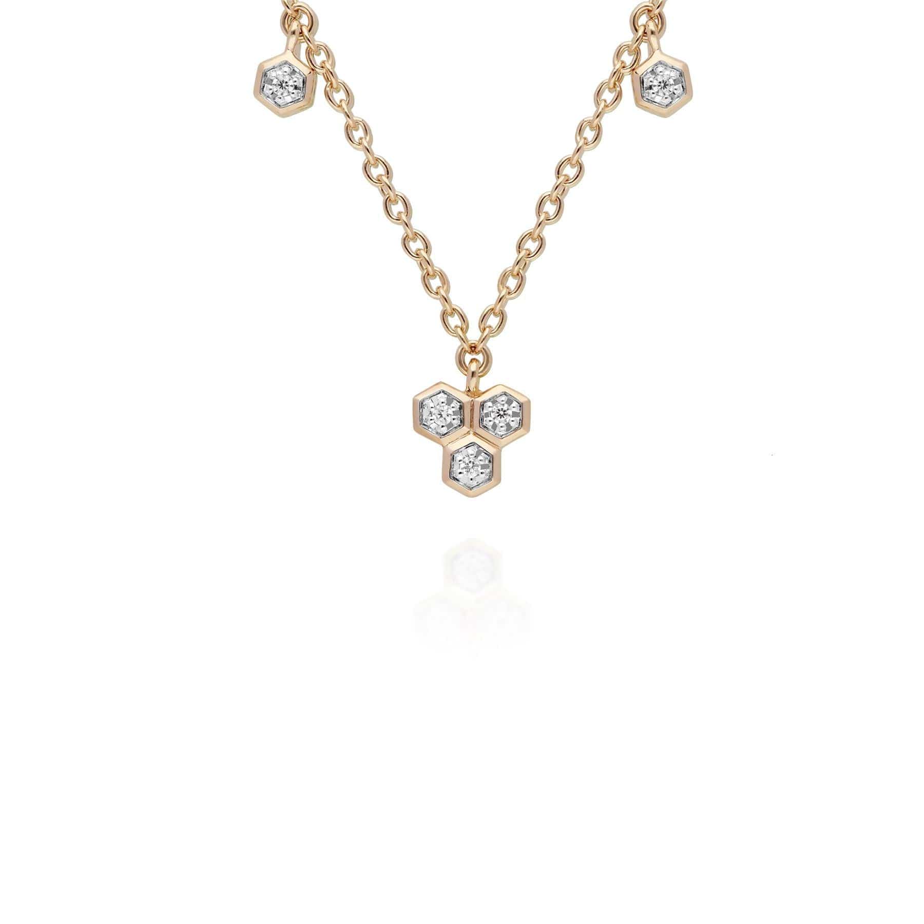 Diamond Trilogy Necklace & Ring Set in 9ct Yellow Gold - Gemondo