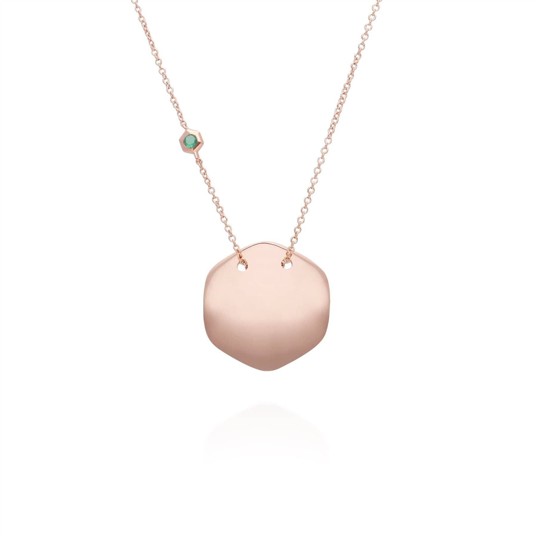 270N036004925 Emerald Engravable Necklace in Rose Gold Plated Sterling Silver 1