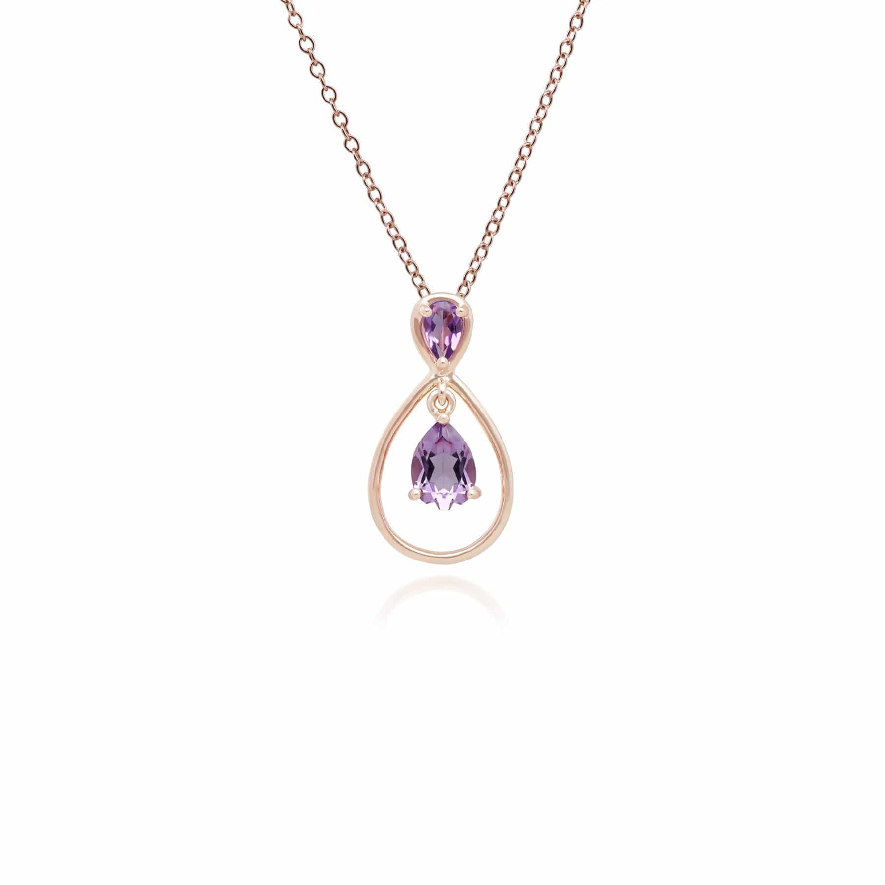 Classic Pear Cut Amethyst Drop Pendant in 9ct Rose Gold - Gemondo