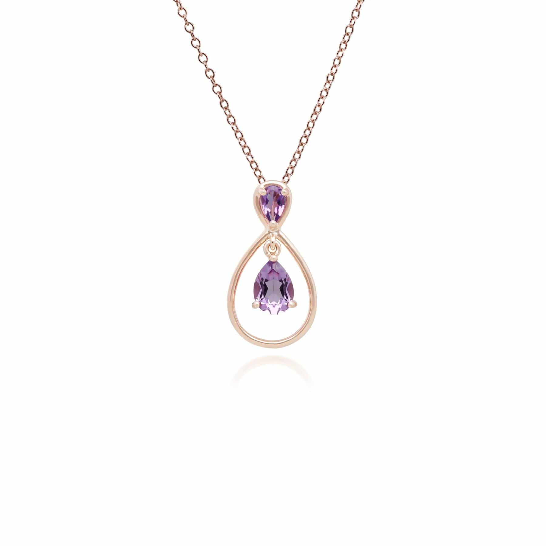 123P0785019 Classic Pear Cut Amethyst Drop Pendant in 9ct Rose Gold 1