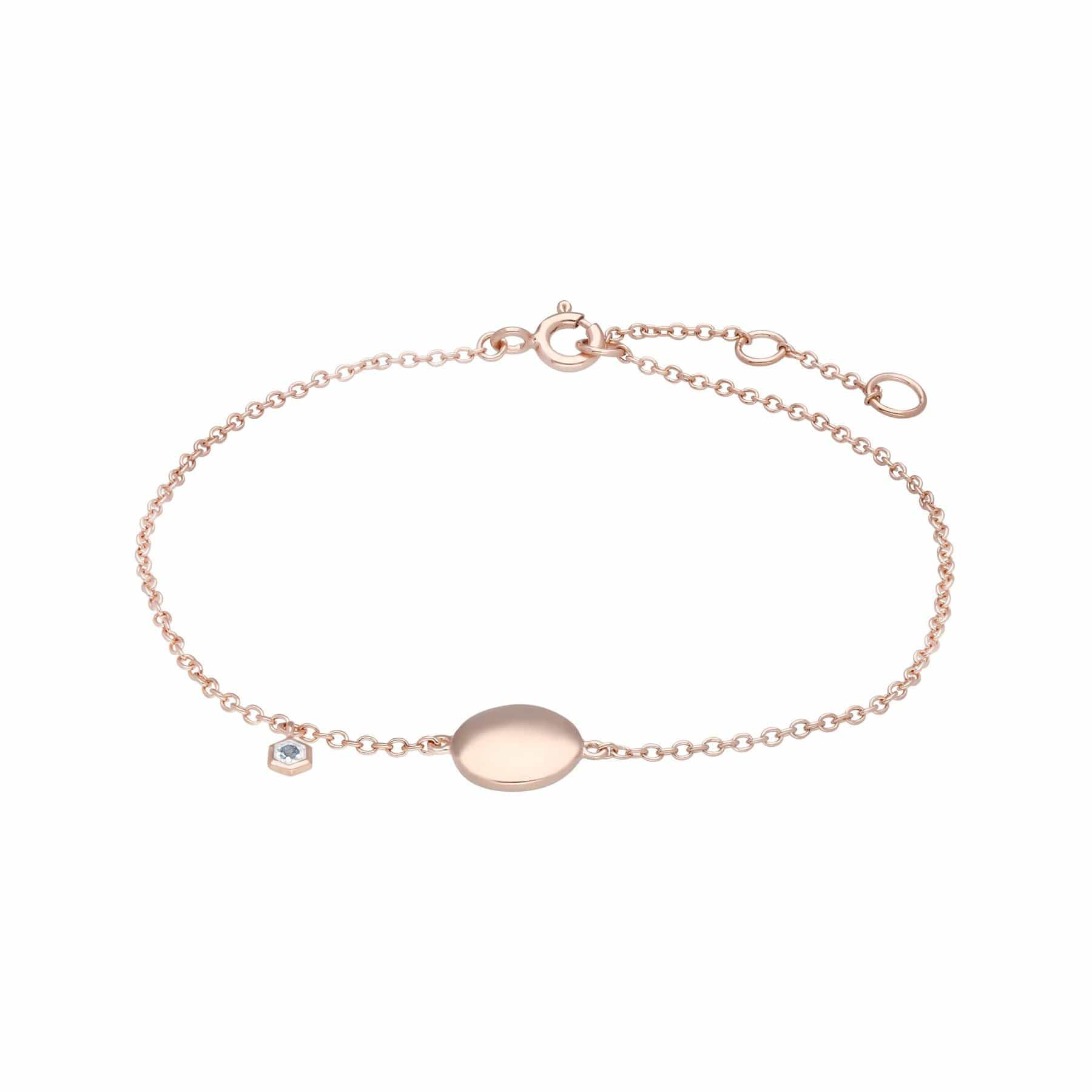 Aquamarine Engravable Bracelet in Rose Gold Plated Sterling Silver - Gemondo