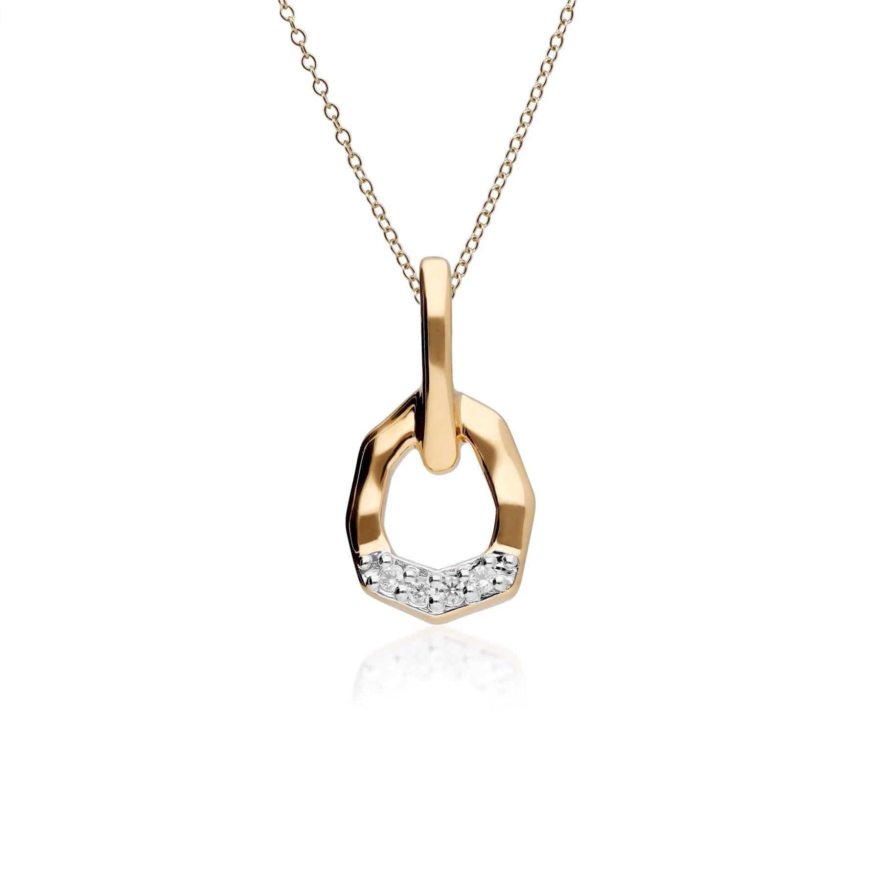Diamond Pave Asymmetrical Pendant in 9ct Yellow Gold 