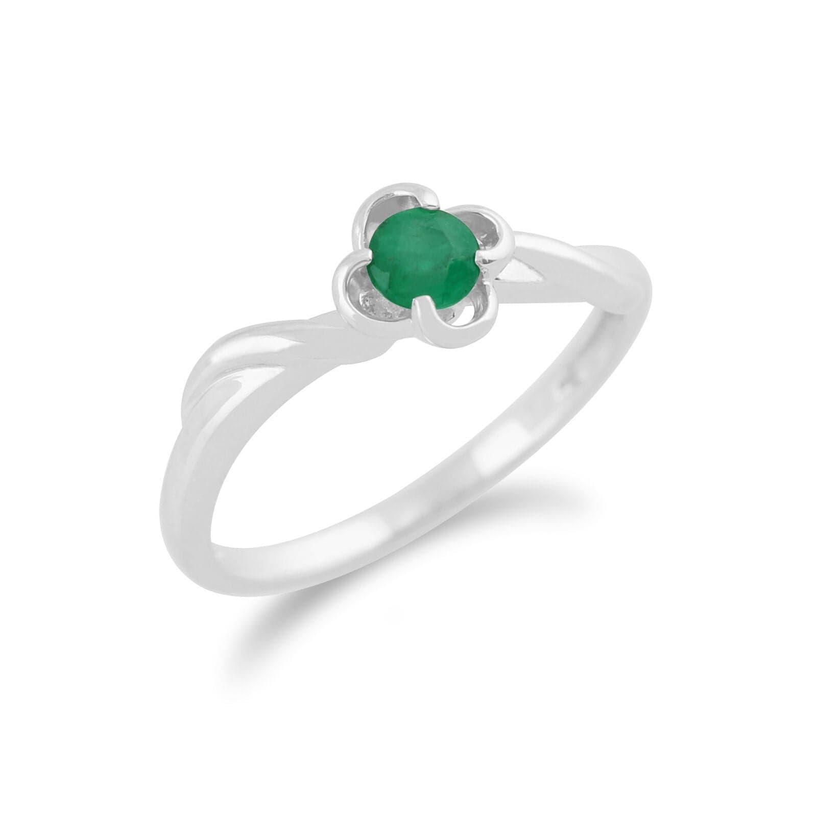 Gemondo 9ct White Gold 0.23ct Emerald Floral Ring - Gemondo