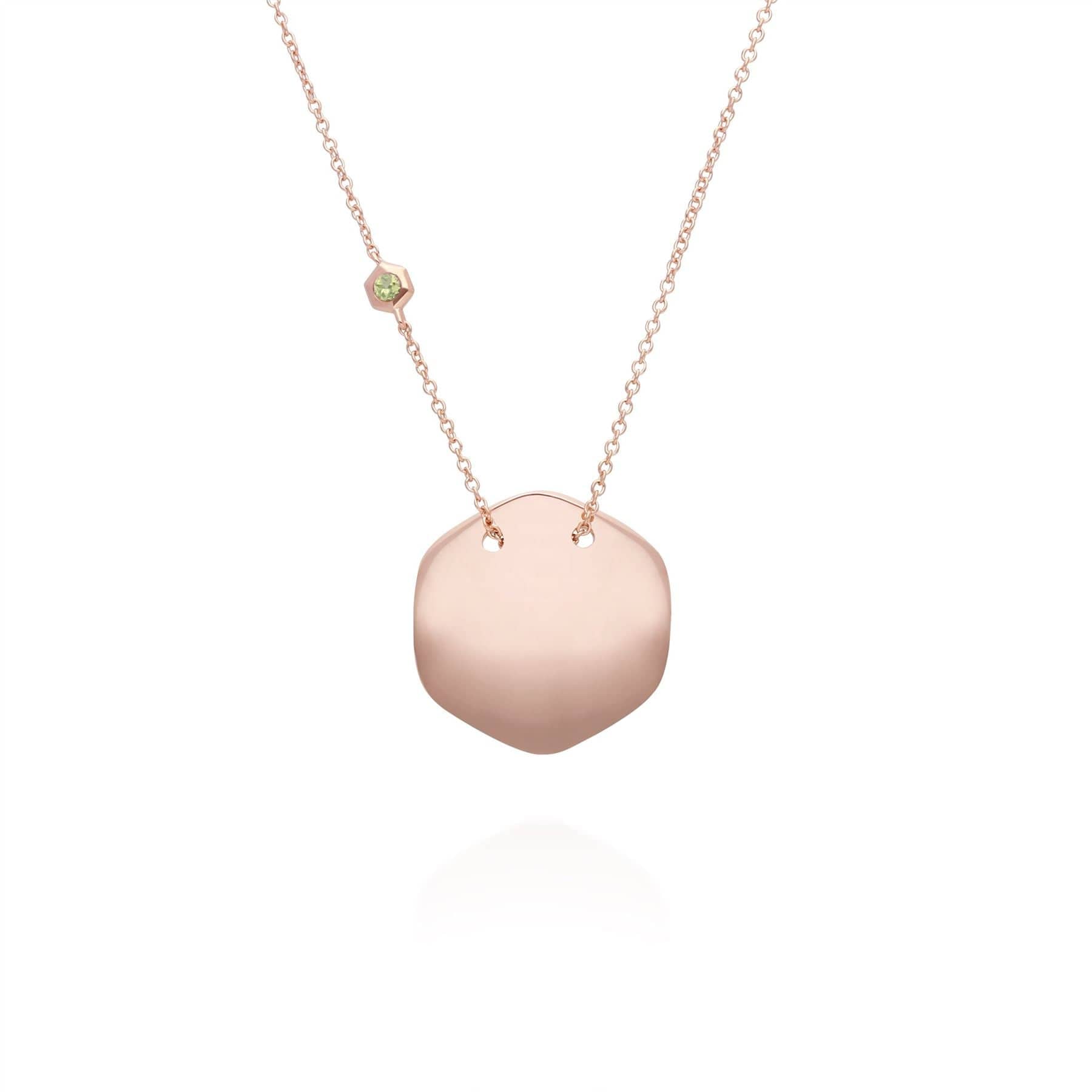 Peridot Engravable Necklace in Rose Gold Plated Sterling Silver - Gemondo