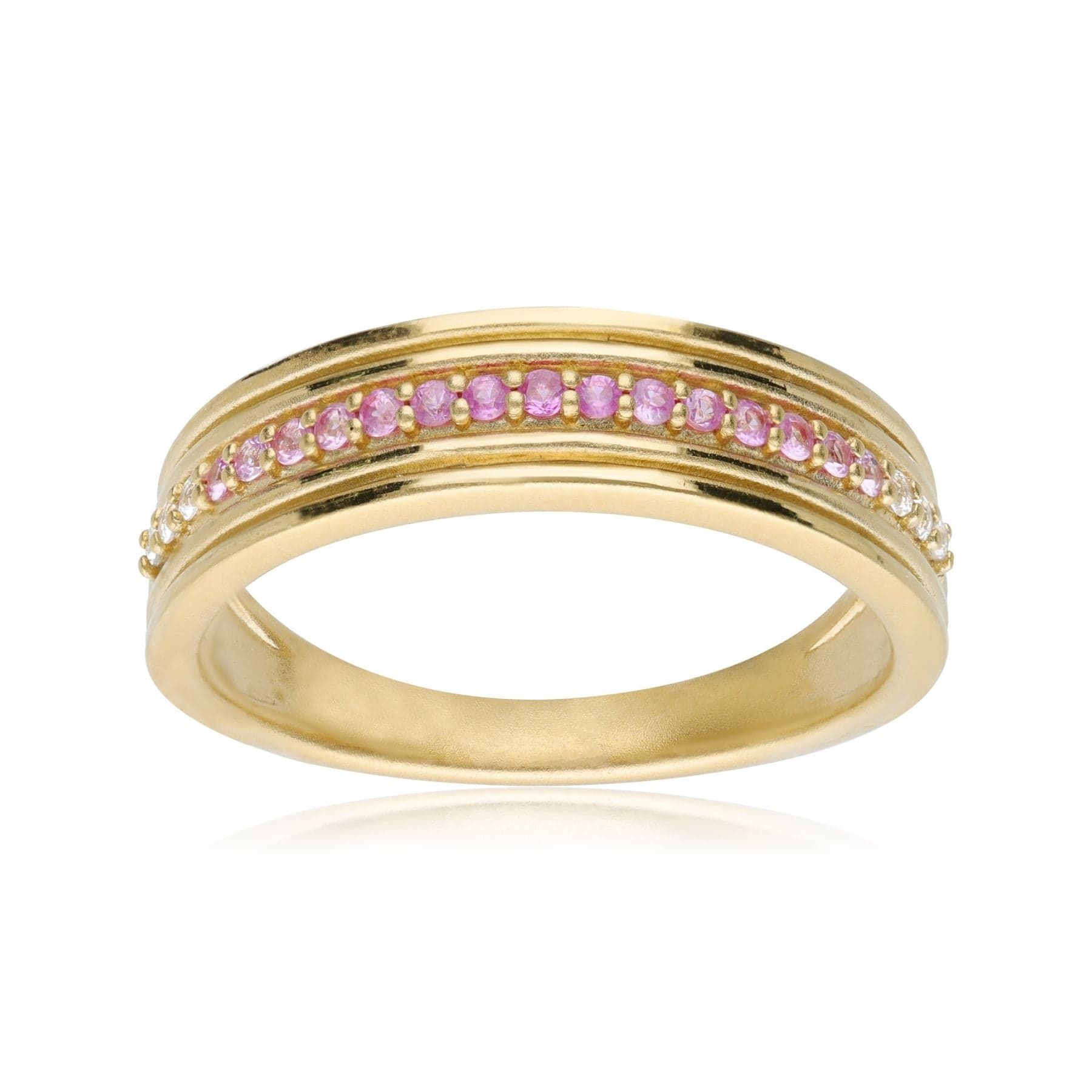 Caruso Pink & White Sapphire Gradient Ring In 9ct Yellow Gold - Gemondo