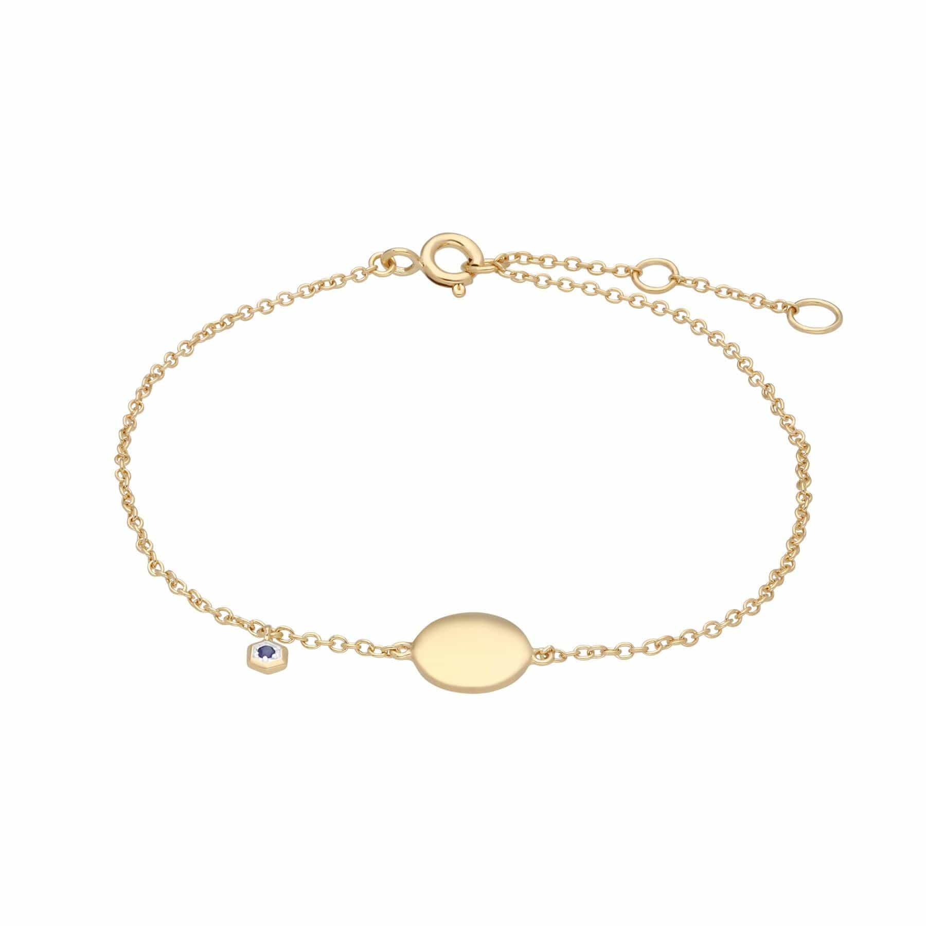 Sapphire Engravable Bracelet in Yellow Gold Plated Sterling Silver - Gemondo