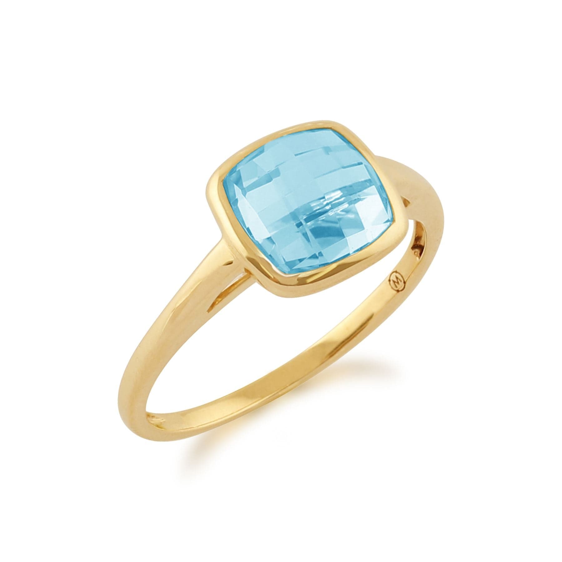 135R1215019 Square Blue Checkerboard Topaz 9ct Yellow Gold Square Ring 2