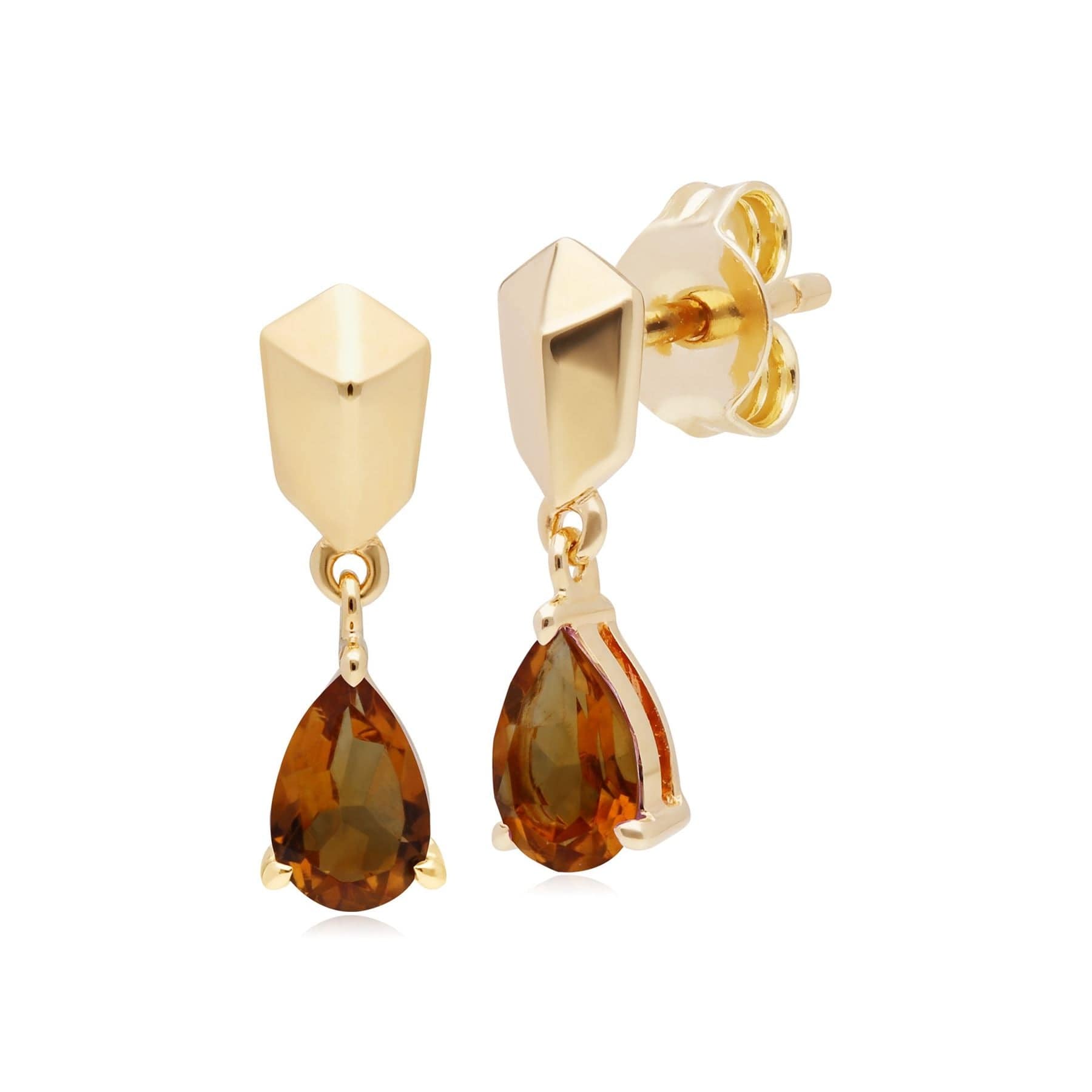 Micro Statement Citrine Earrings in Gold Plated Silver