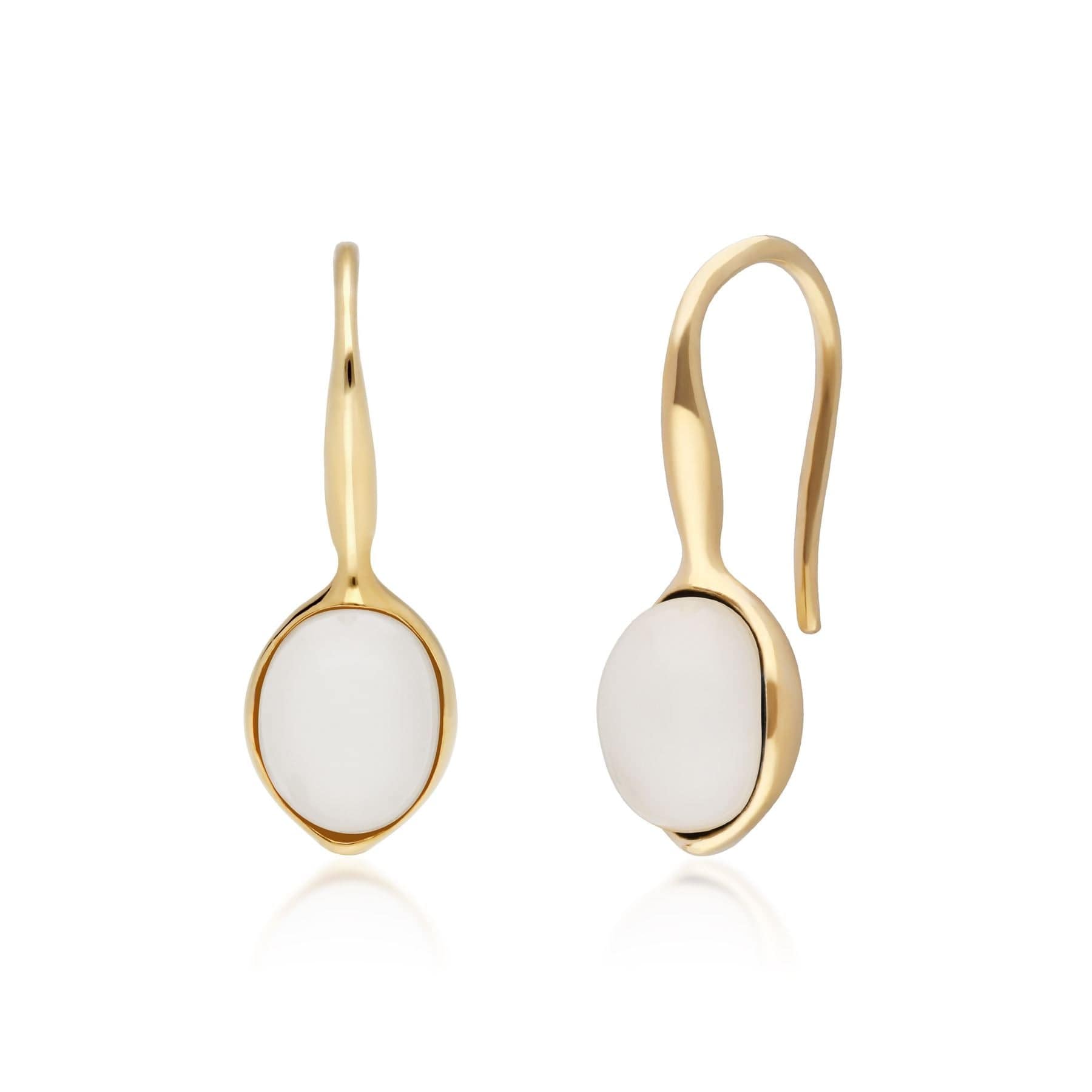 Irregular B Gem Moonstone Drop Earrings in Yellow Gold Plated Sterling Silver