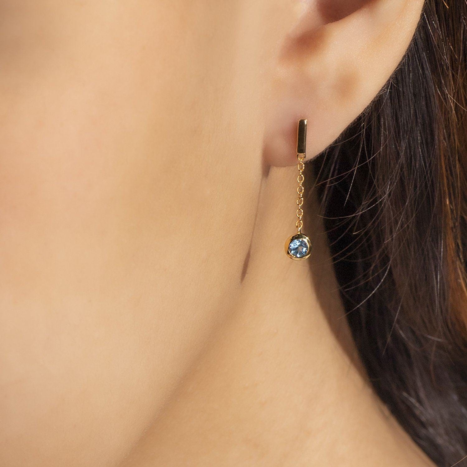 Mismatched Blue Topaz Dangle Earrings i