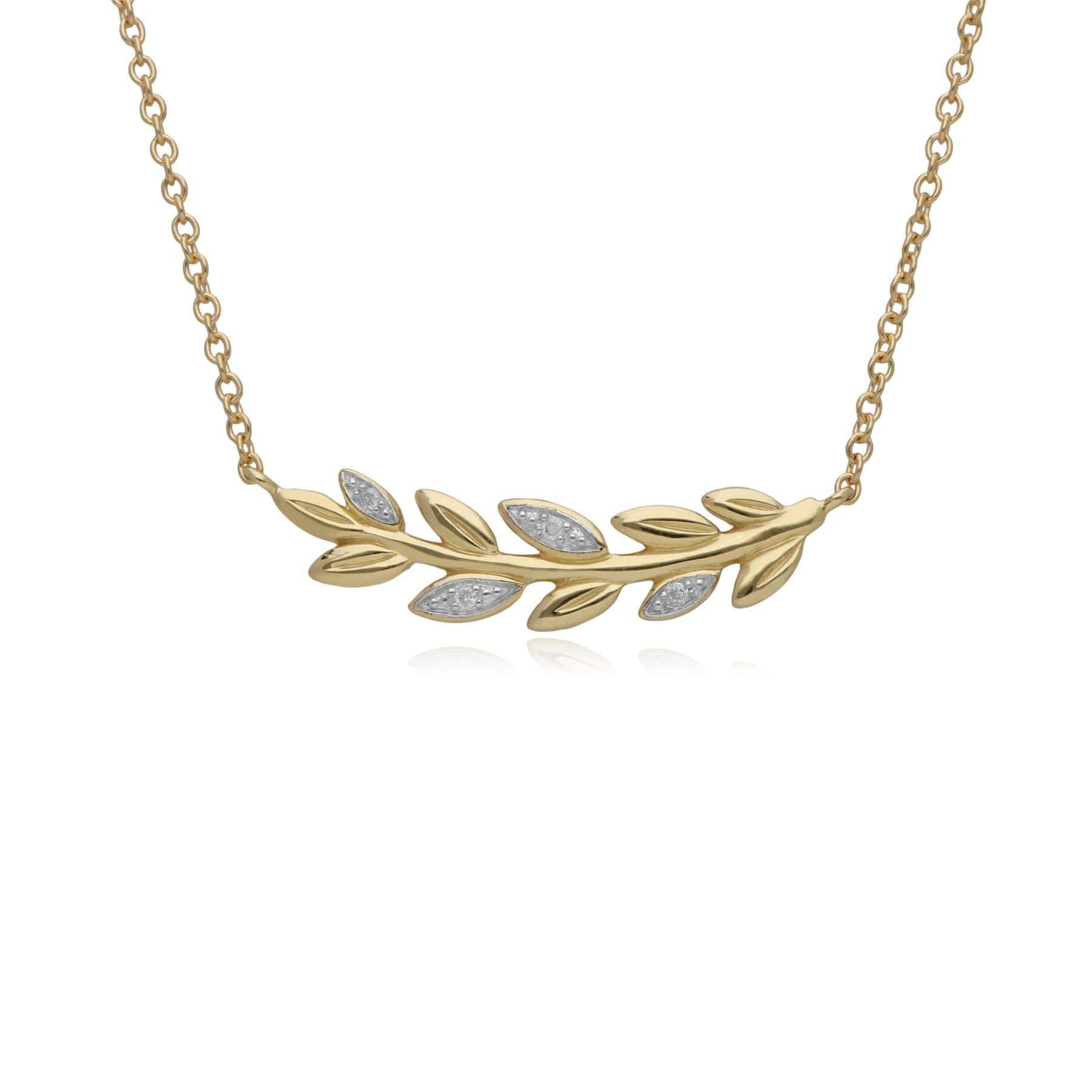 O Leaf Diamond Necklace and Ring Set in 9ct Yellow Gold - Gemondo