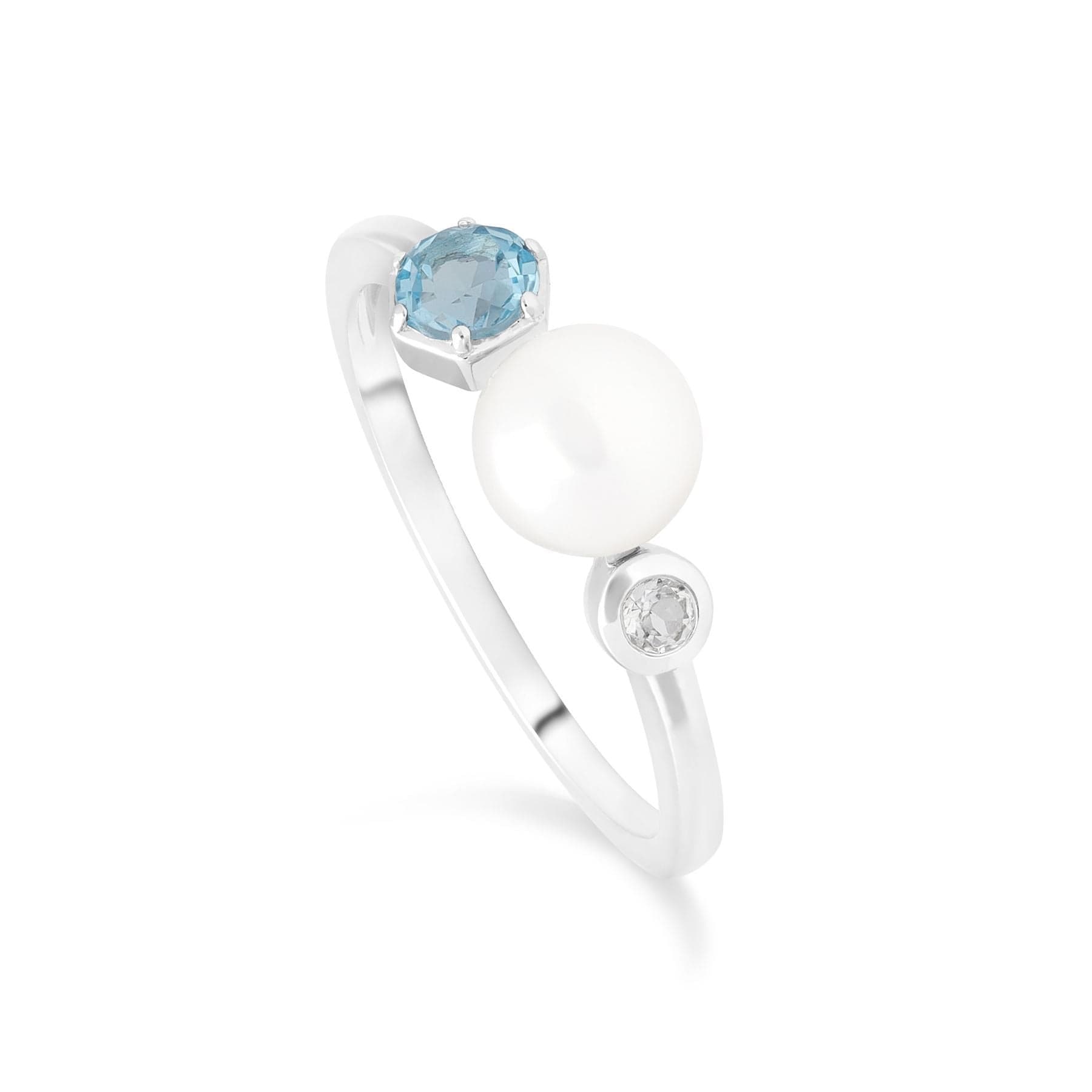Modern Pearl & Topaz Ring & Pendant Set in Silver - Gemondo