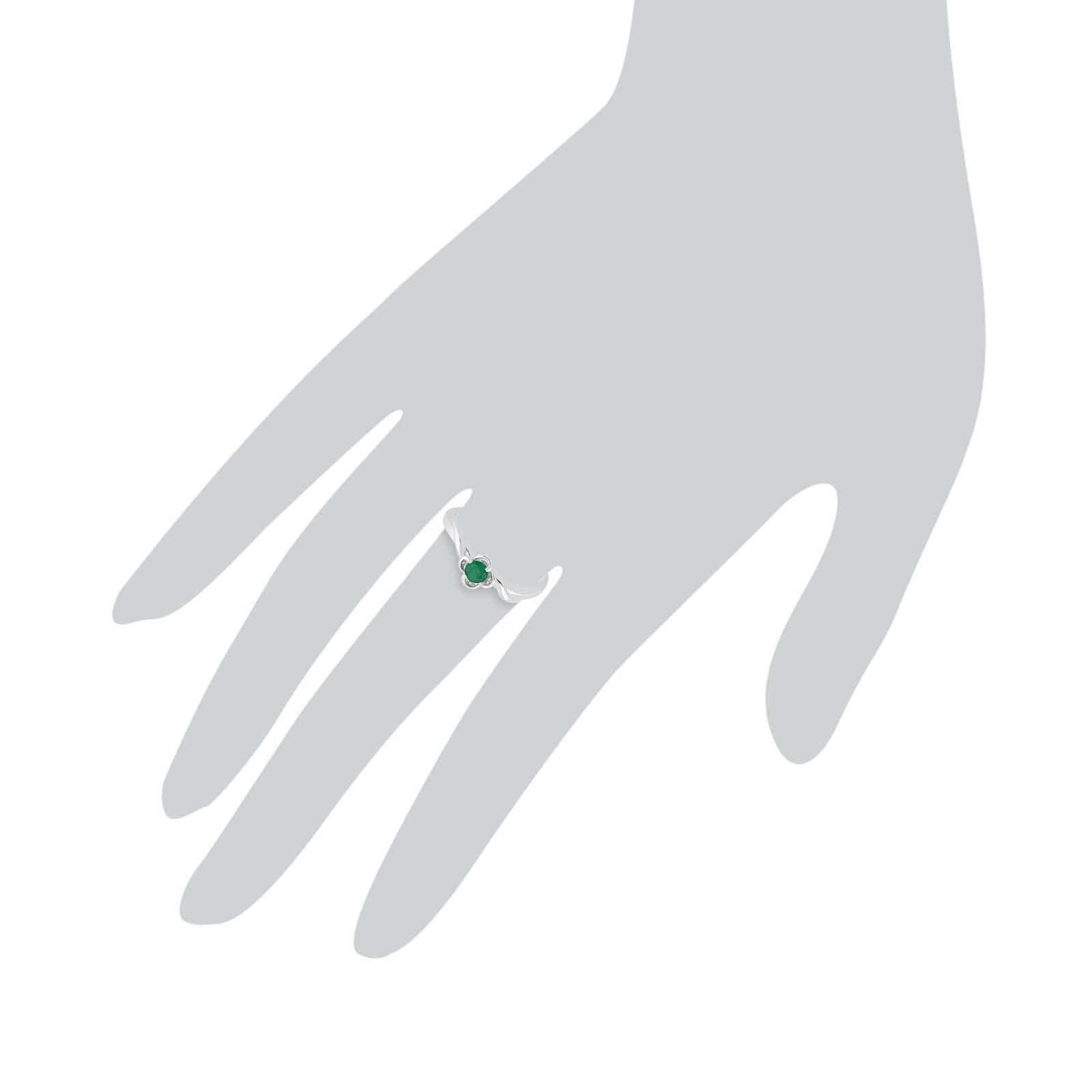 Gemondo 9ct White Gold 0.23ct Emerald Floral Ring - Gemondo