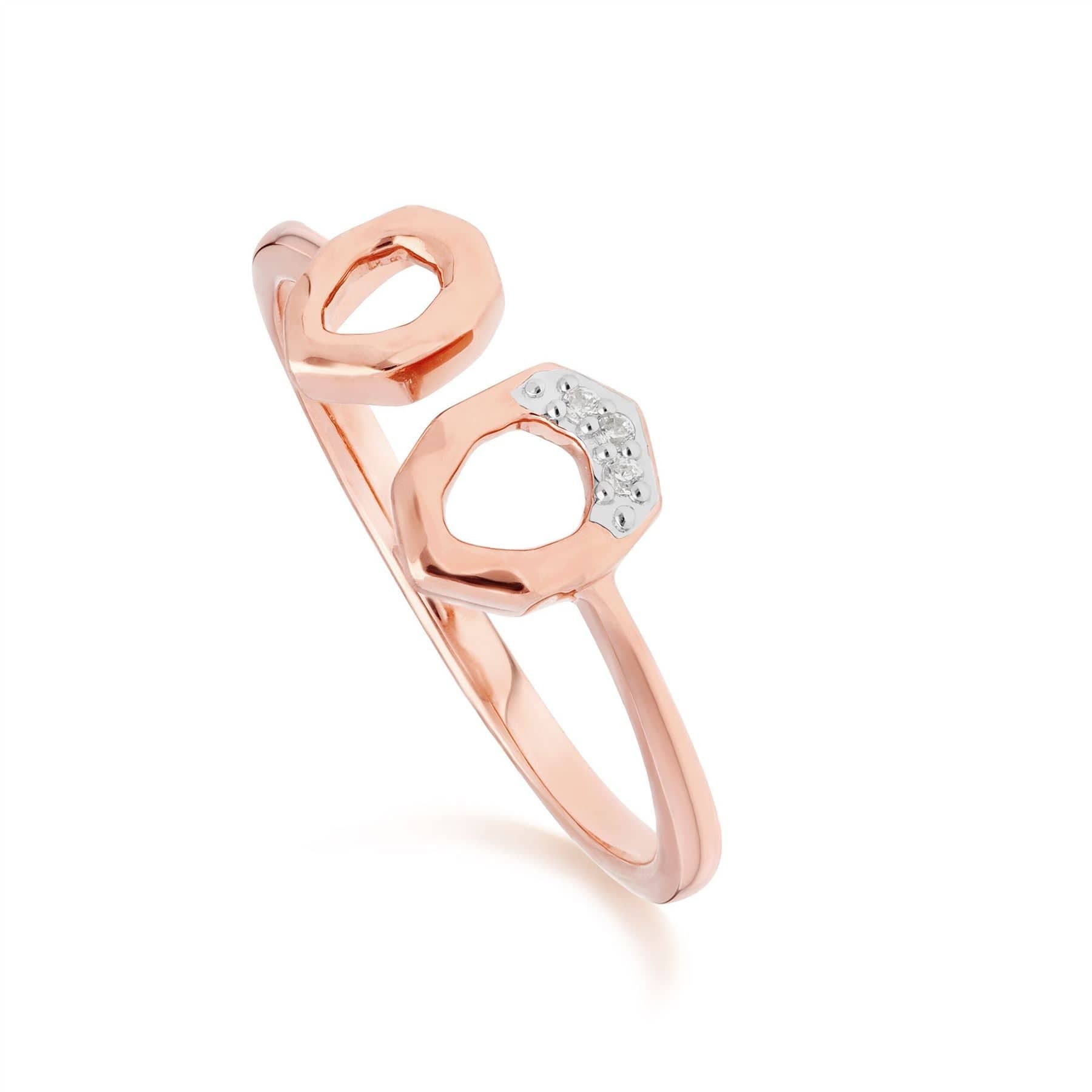 Diamond Asymmetric Open Ring in 9ct Rose Gold
