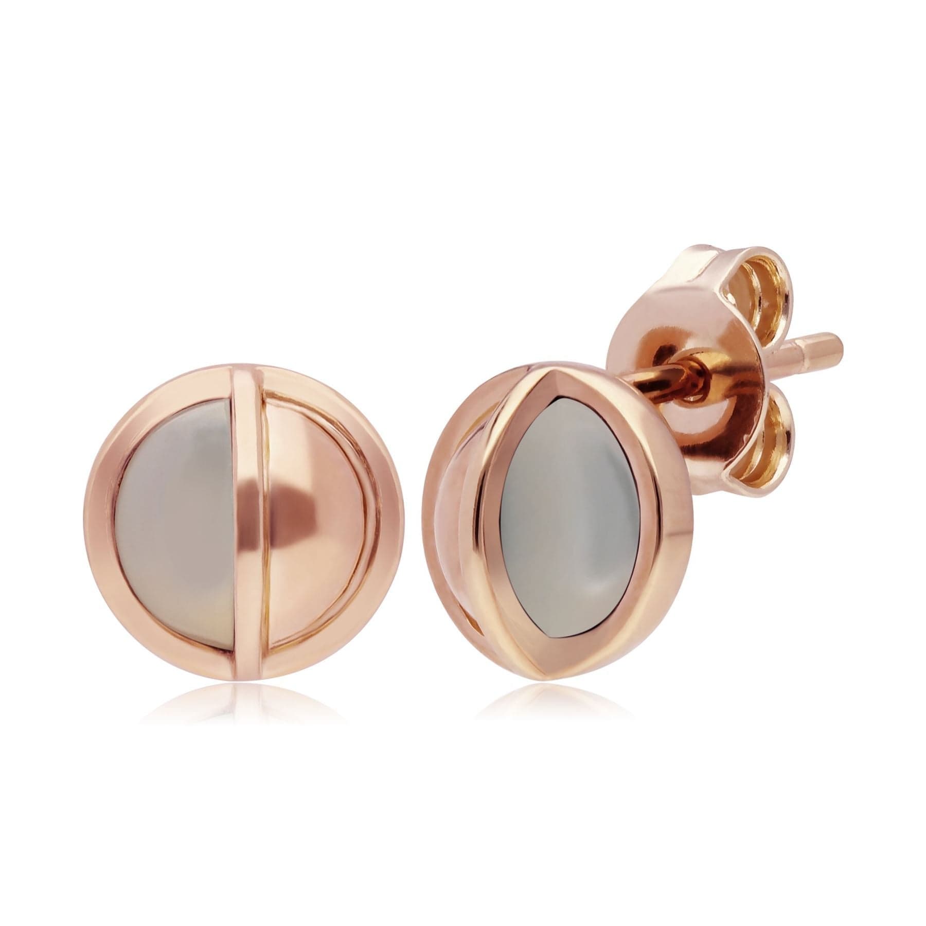 Micro Statement Round Mother of Pearl Stud Earrings