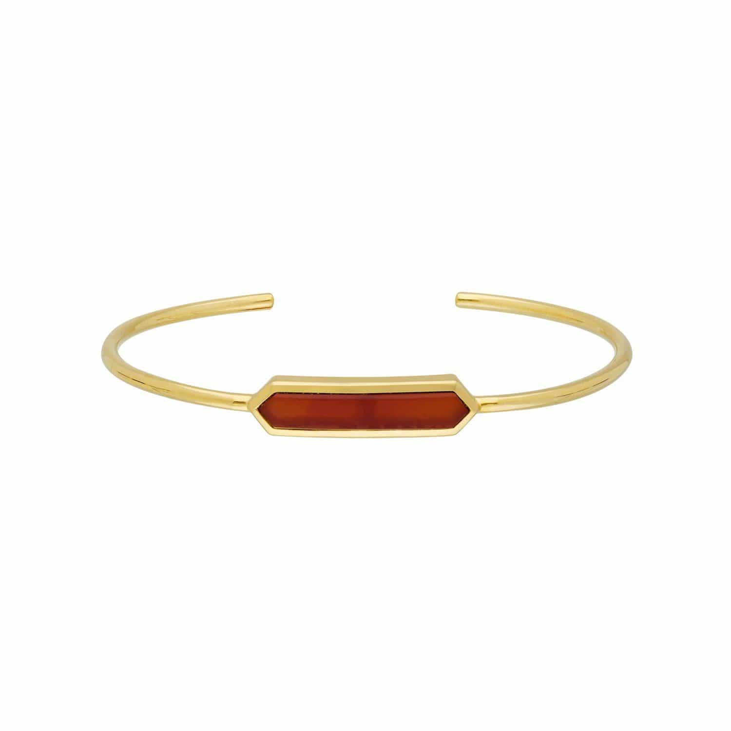 Geometric Prism Dyed Red Carnelian Bangle in Gold Plated Sterling Silver