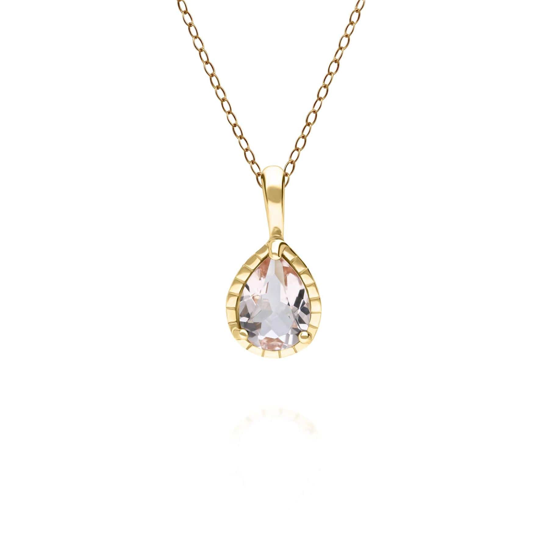 135P2094049 Classic Pear Morganite Pendant in 9ct Yellow Gold 1