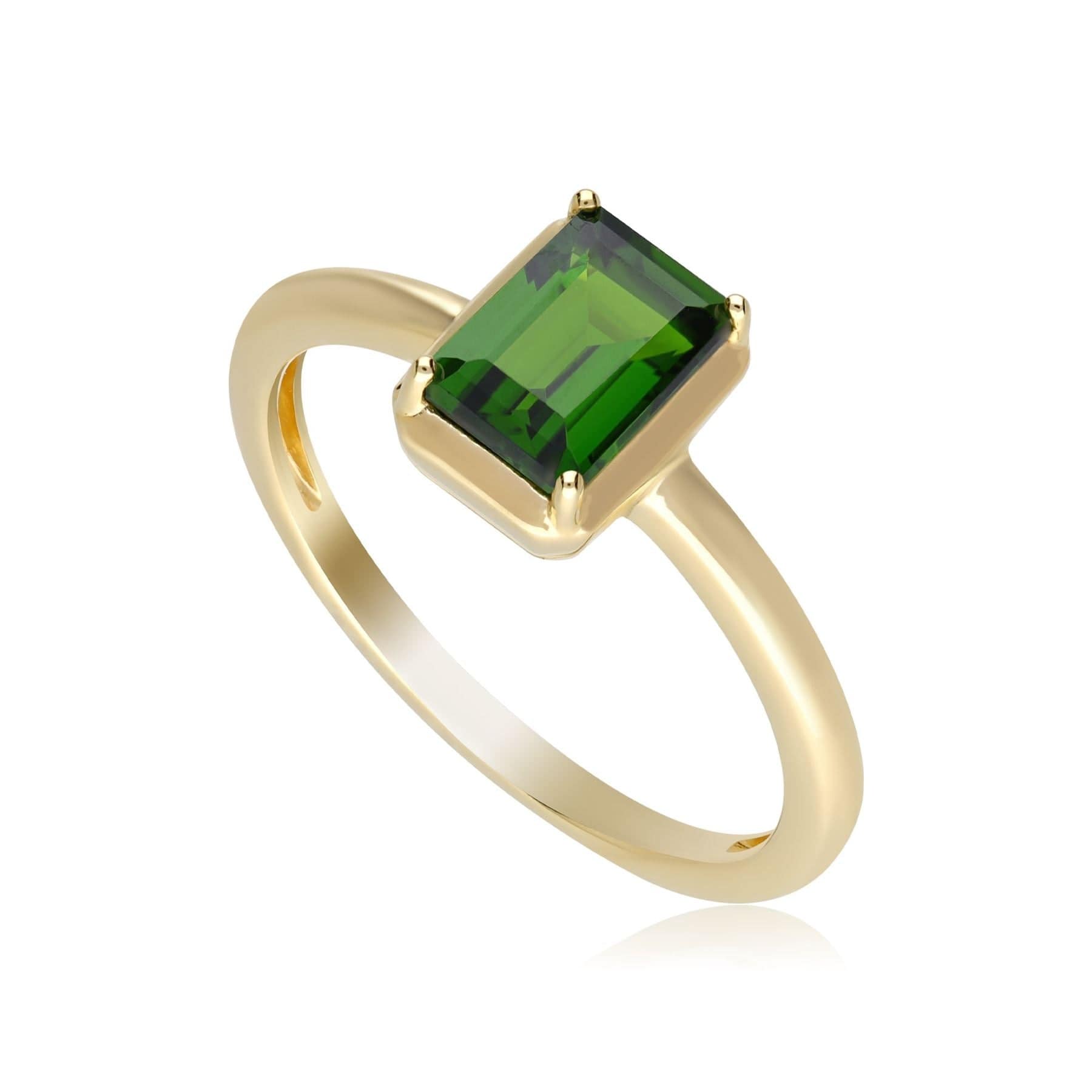 ECFEW™ 'The Creator' Octagon Chrome Diopside Ring In Yellow Gold Plated Silver - Gemondo