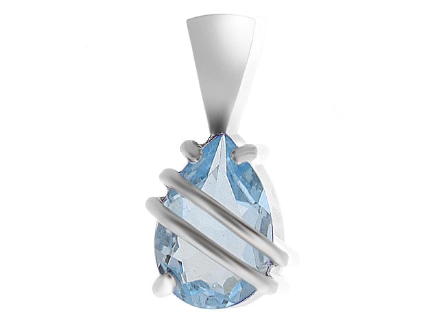 White Gold Topaz Wrapped Pendant Necklace Image