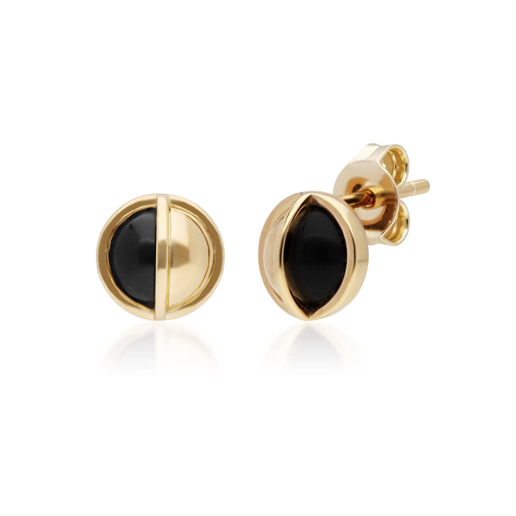 Micro Statement Round Onyx Stud Earrings 