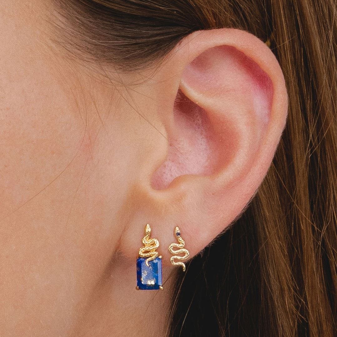 ECFEW™ Sapphire Snake Wrap Stud Earrings in 9ct Yellow Gold - Gemondo