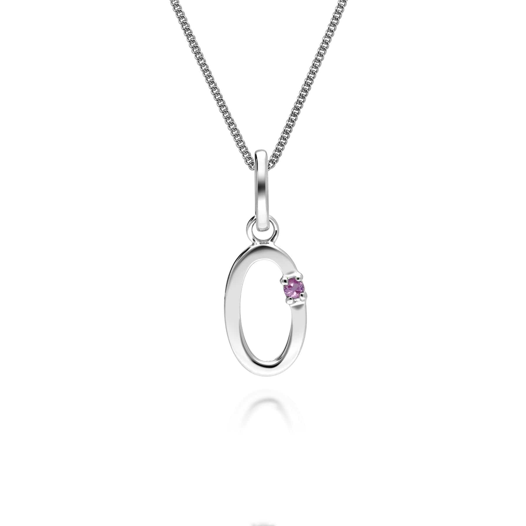 Initial Pink Sapphire Letter Charm Necklace in 9ct White Gold - Gemondo