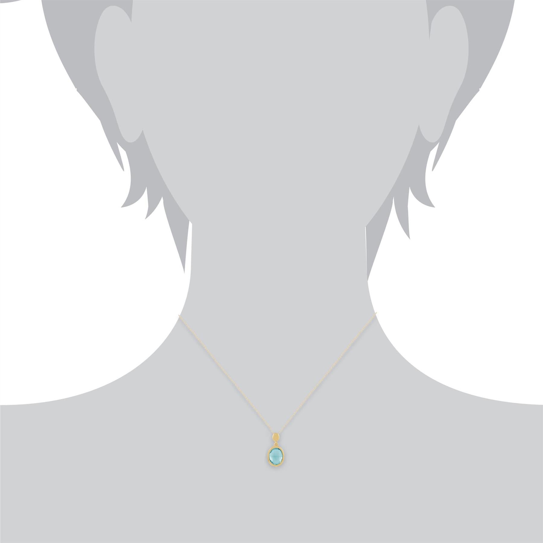 Oval Blue Checkerboard Topaz 9ct Yellow Gold Pendant on Chain - Gemondo