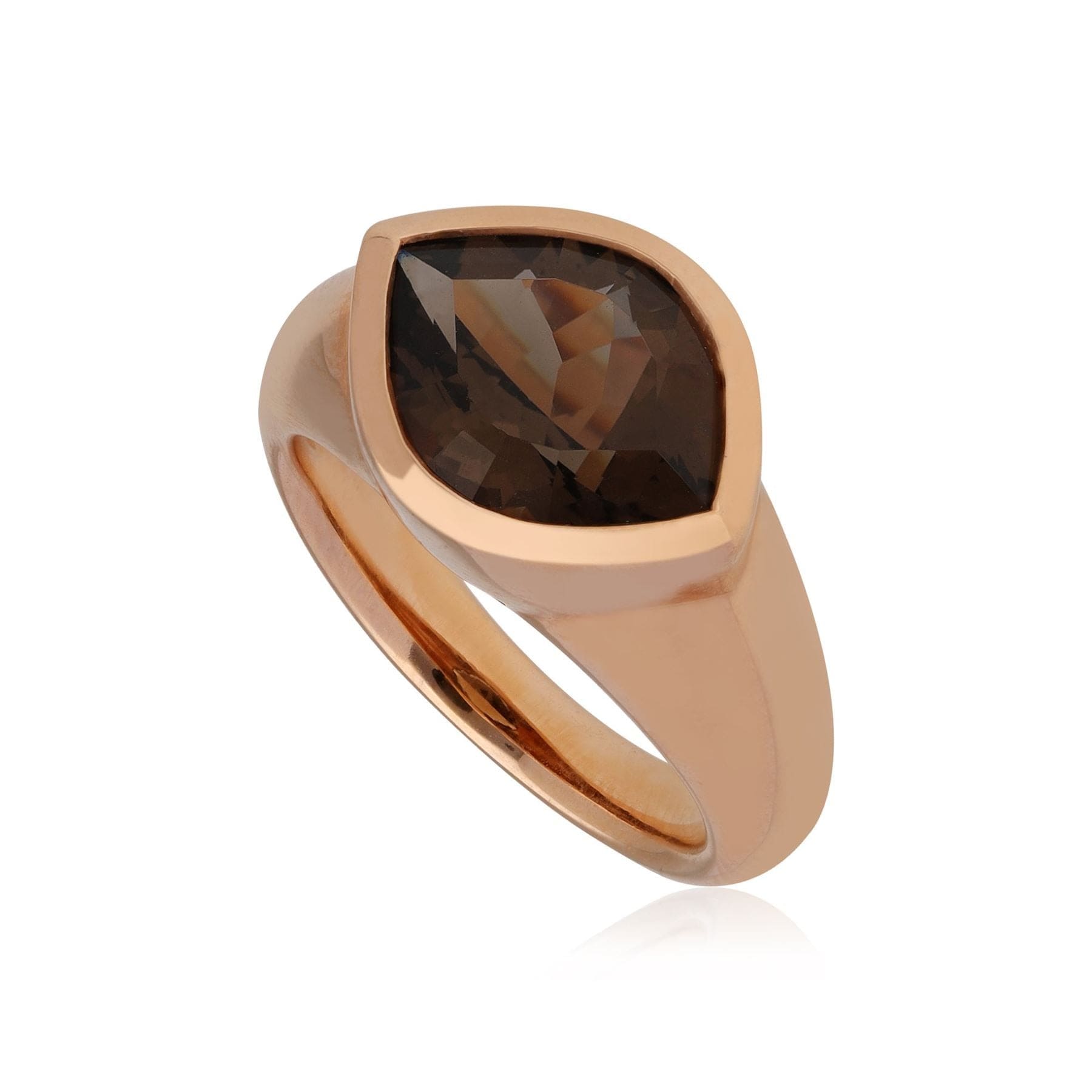 T155R907117 Kosmos Smokey Quartz Cocktail Ring in Rose Gold Plated Sterling Silver 1