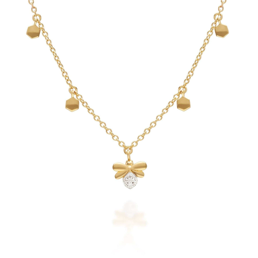 191N0241019 Honeycomb Inspired Bee Choker Necklace in 9ct Yellow Gold 1