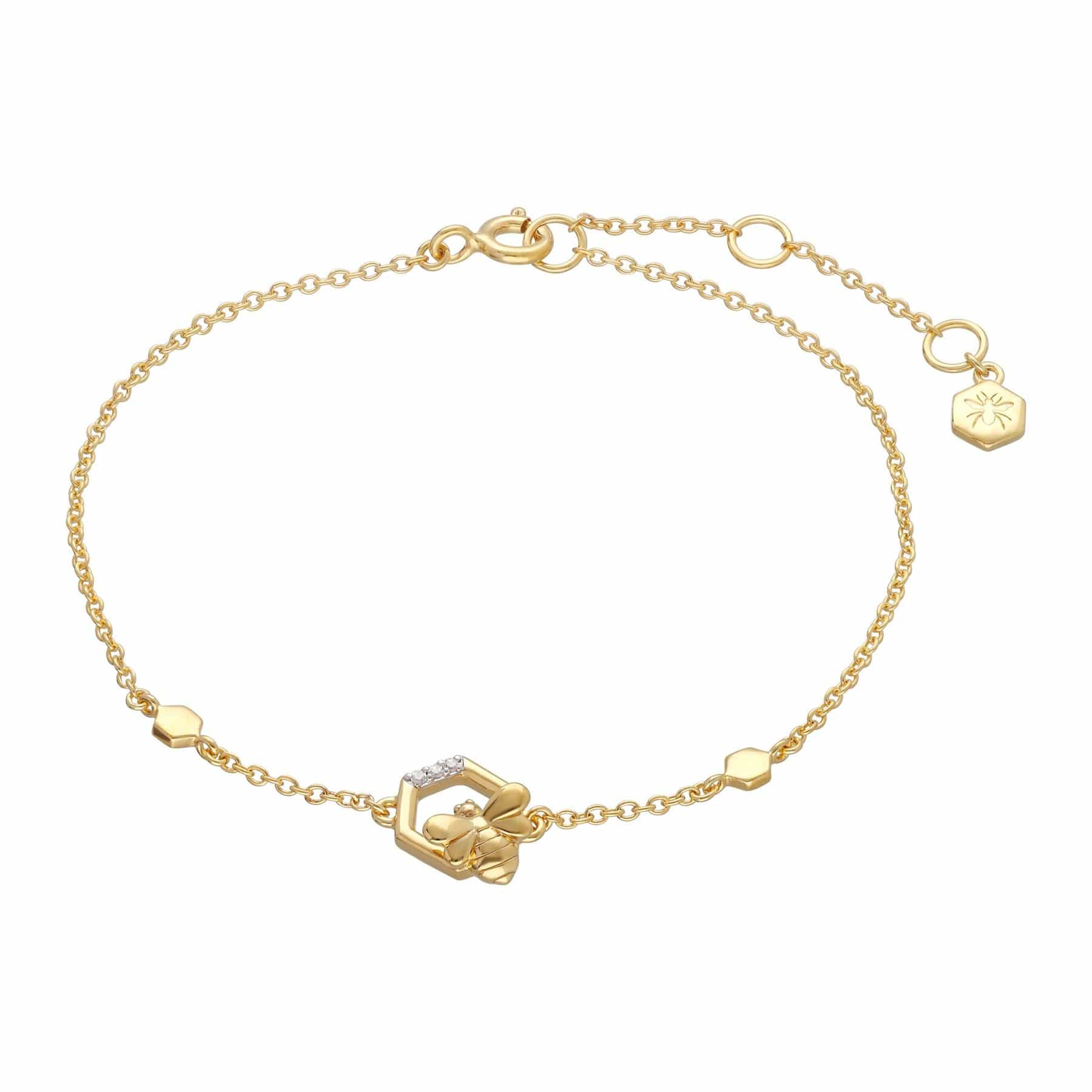 Honeycomb Inspired Bee Bracelet in 9ct Yellow Gold