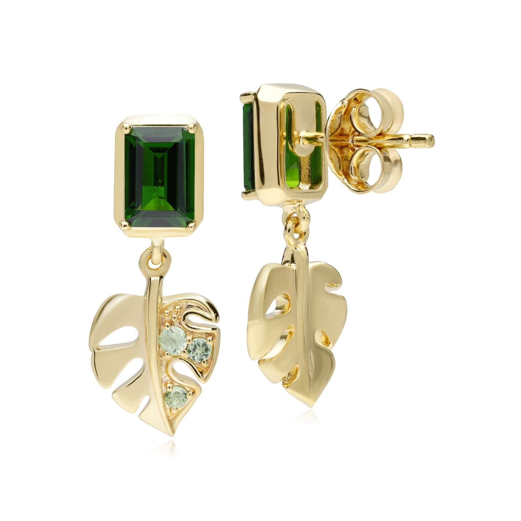 253E336501925 ECFEW™ Creator Chrome Diopside & Peridot Leaf Earrings In Sterling Silver 2