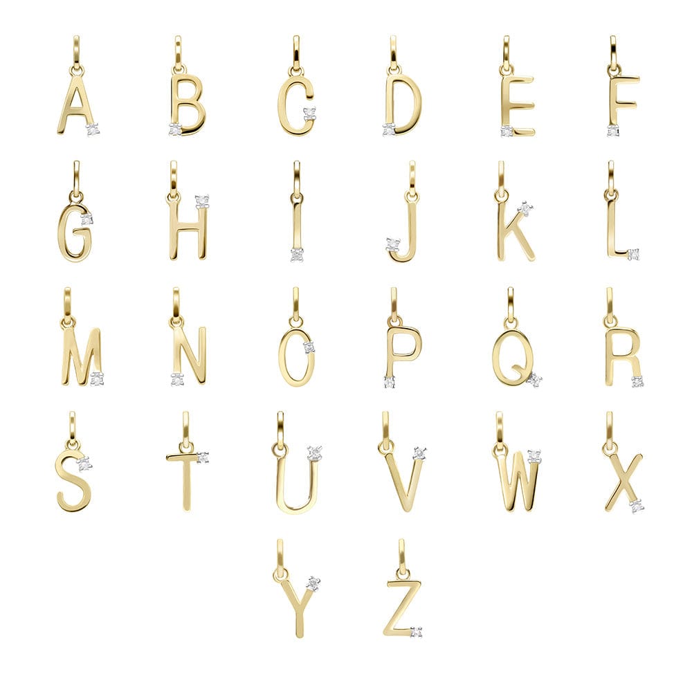 Initial Diamond Letter Necklace In 9ct Yellow Gold - Gemondo
