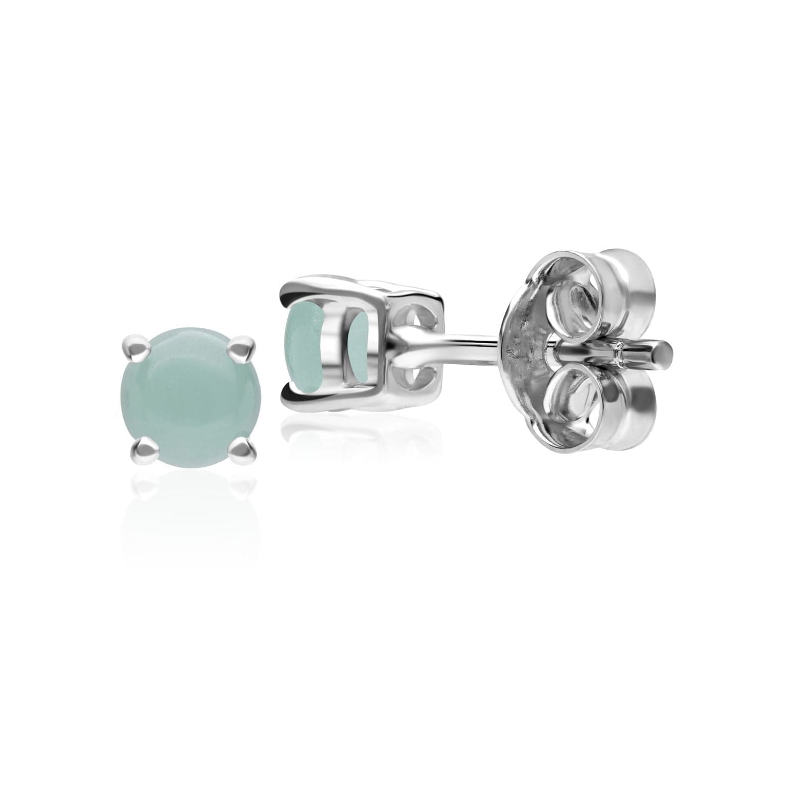 Classic Round Jade Claw Set Stud Earrings in 9ct White Gold