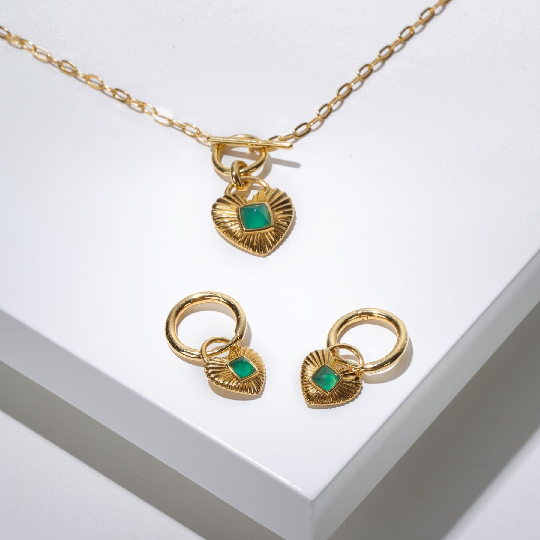 Queen of Hearts Chalcedony Charm Hoop Earrings