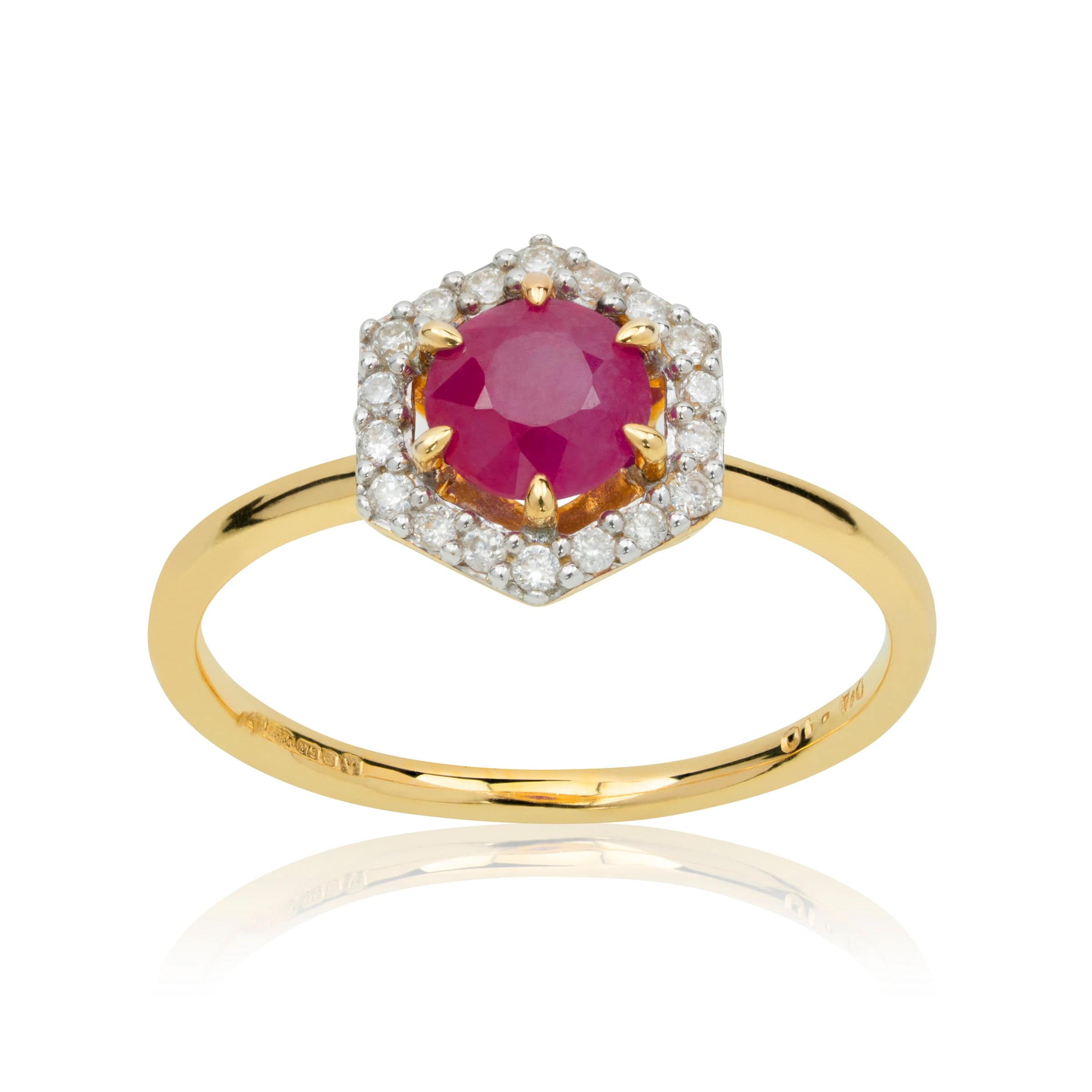 18ct Yellow Gold 0.92ct Ruby & Diamond Halo Engagement Ring 1