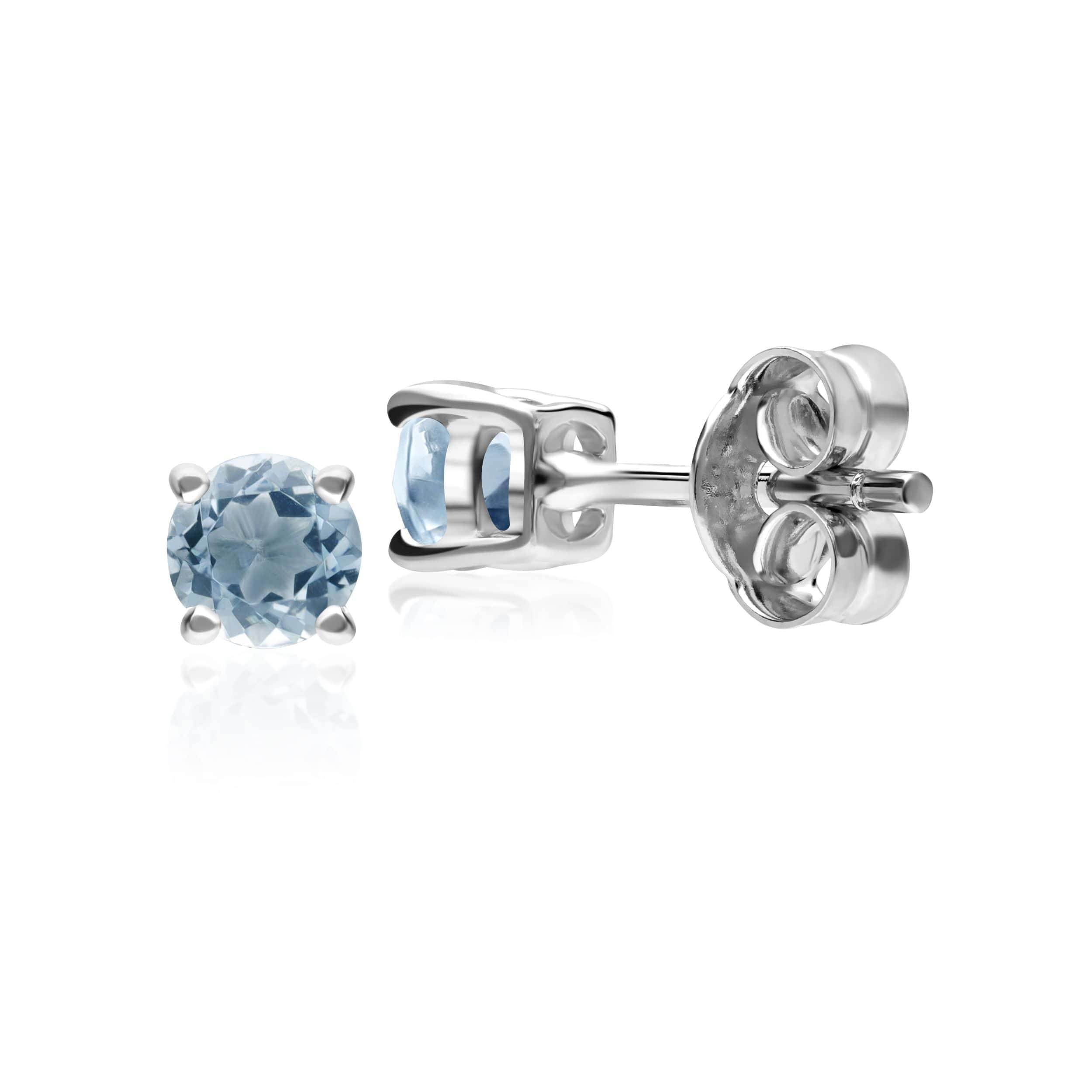 22526 Classic Round Aquamarine Stud Earrings in 9ct White Gold 3.5mm 2