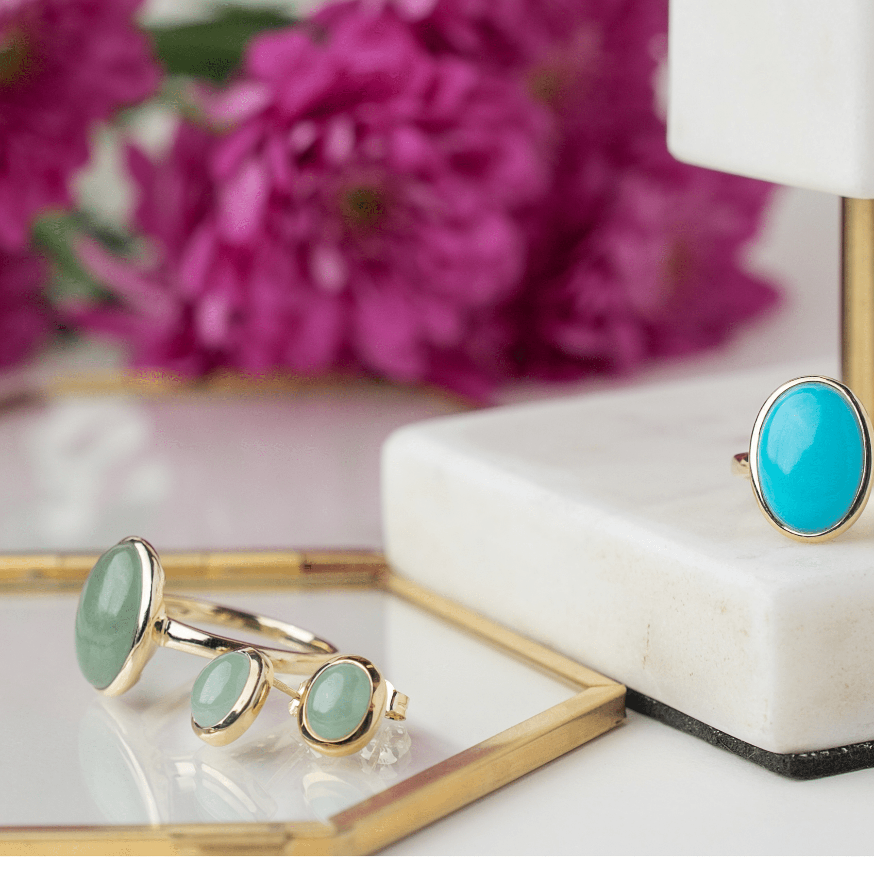 Classic Oval Jade Cabochon Stud Earrings in 9ct Yellow Gold