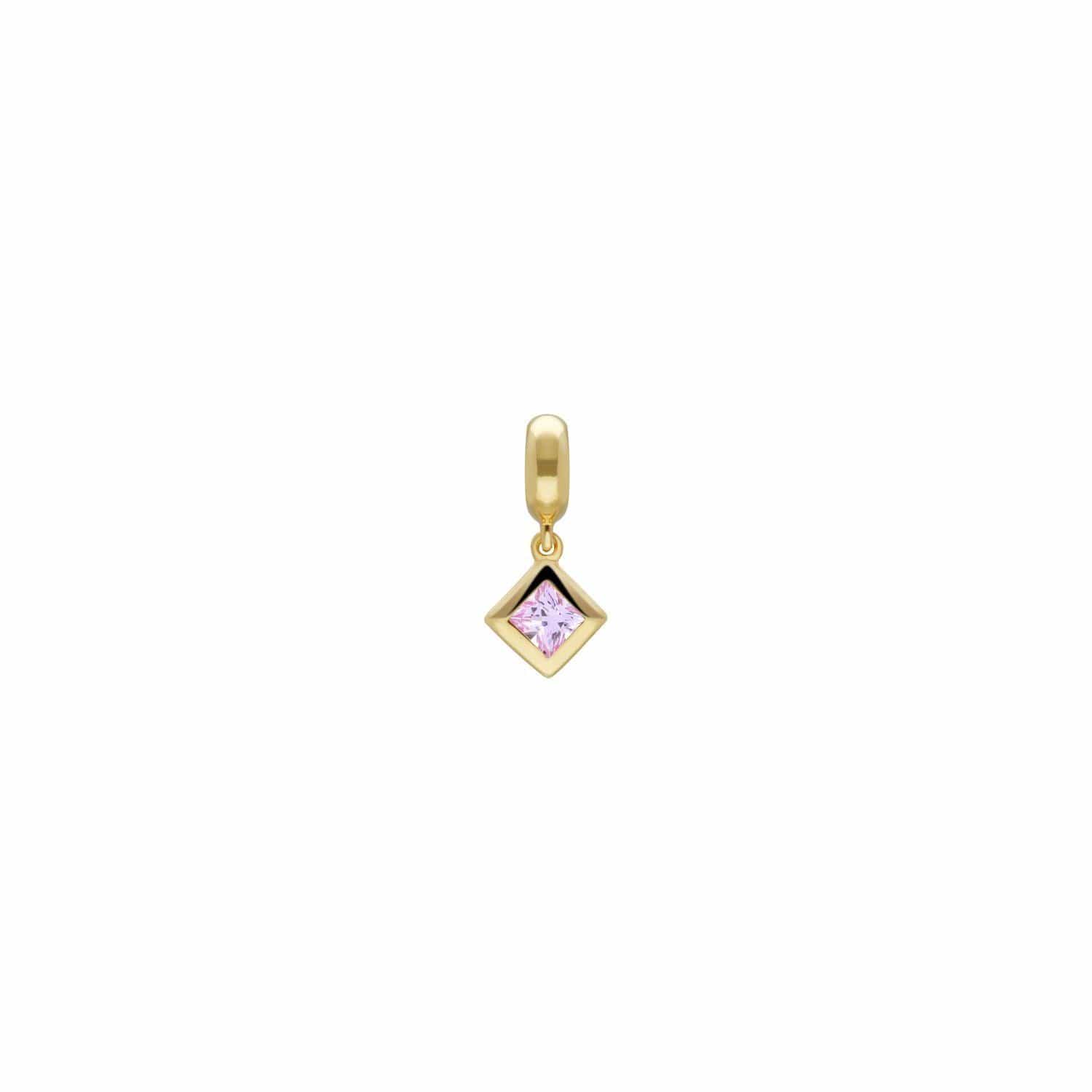 270D003504925 Achievement 'Stone of Fortune' Gold Plated Pink Sapphire Charm 1