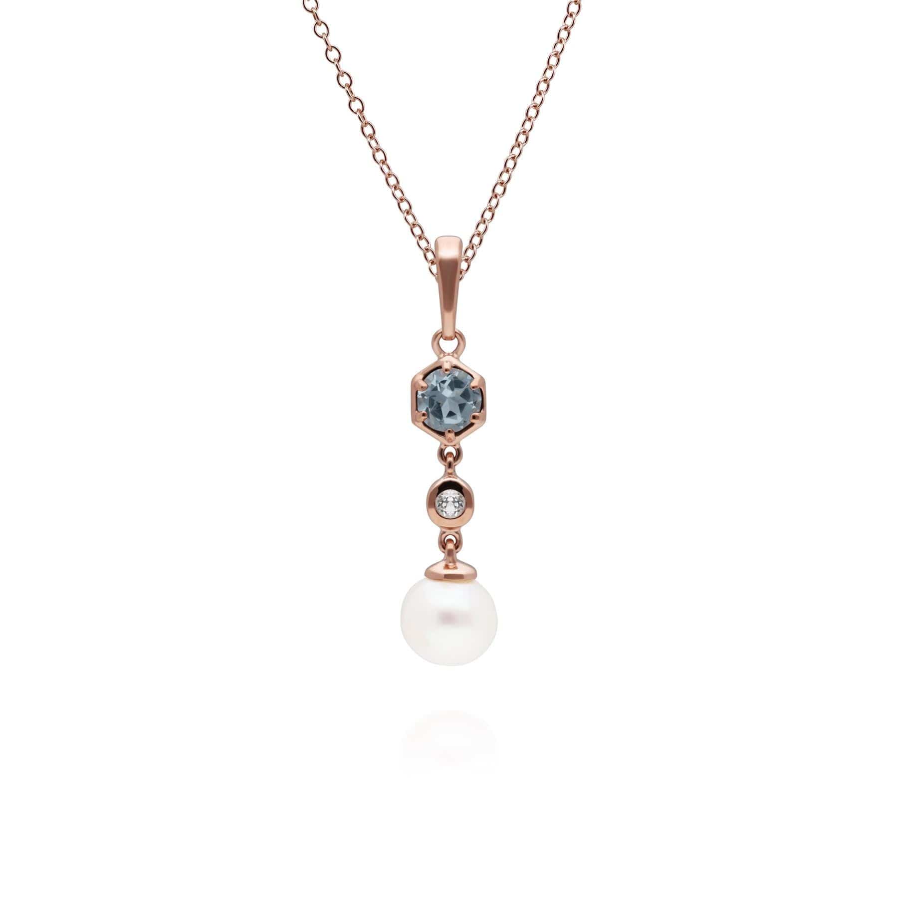 Modern Pearl & Topaz Drop Pendant in Gold Plated Sterling Silver