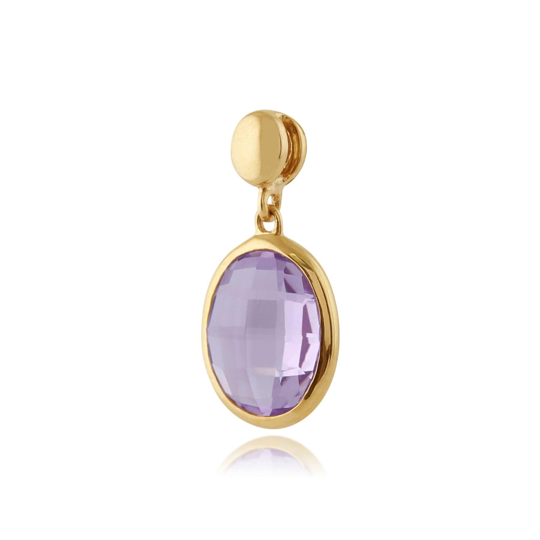 Amethyst Checkerboard 9ct Yellow Gold Oval Pendant on Chain
