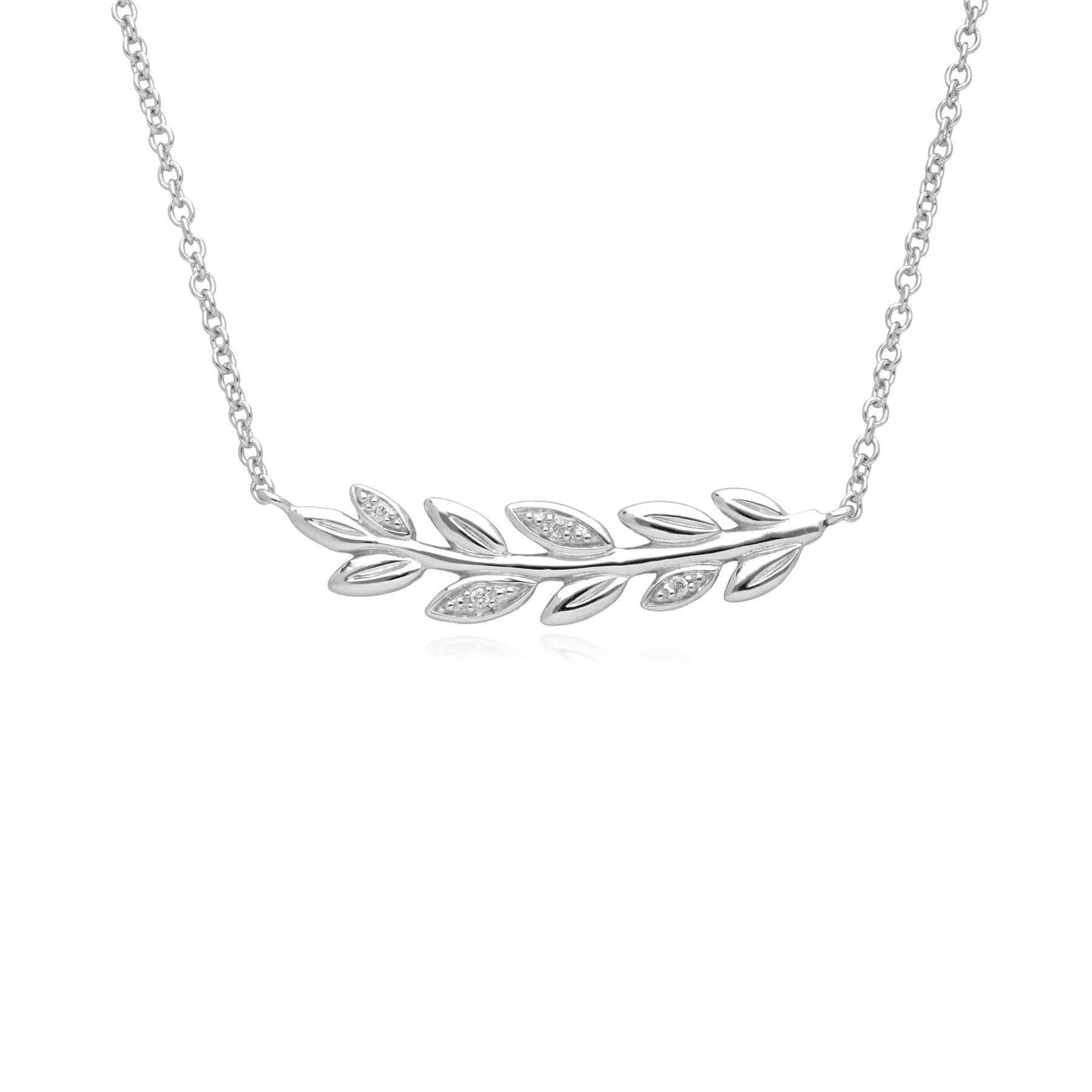 O Leaf Diamond Necklace & Ring Set in 9ct White Gold - Gemondo