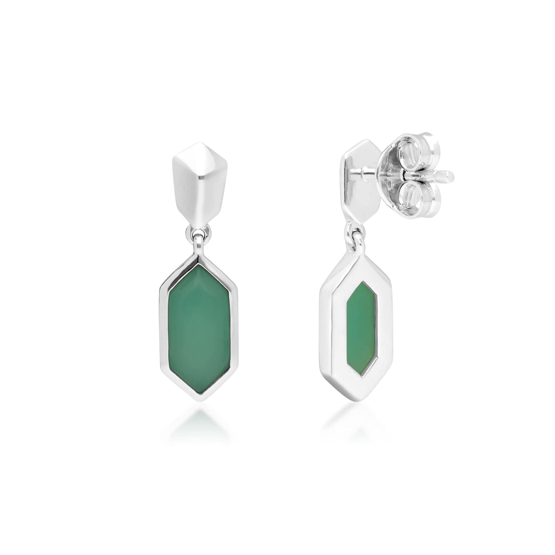 270E027801925 Micro Statement Green Chrysoprase Cabochon Drop Earrings 3