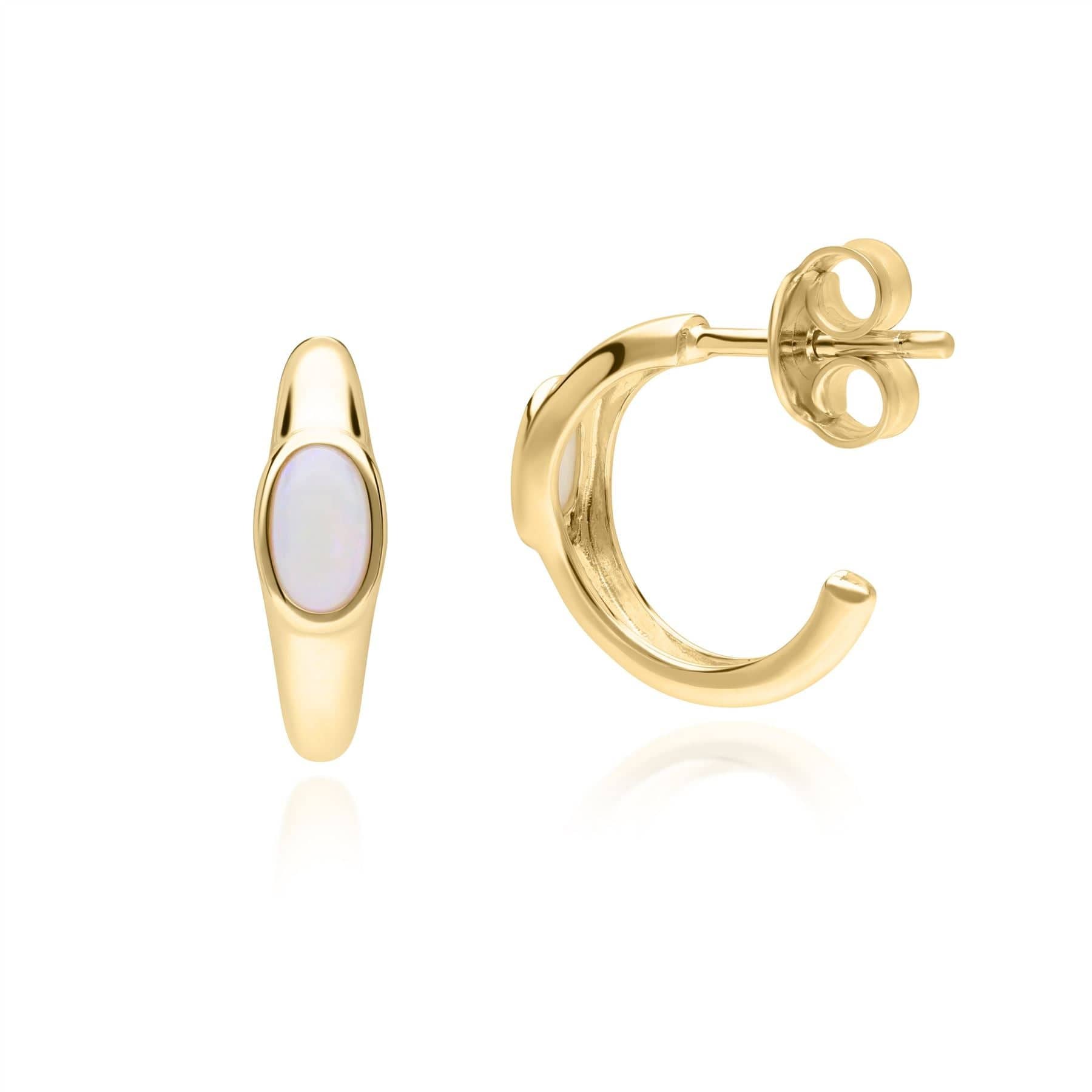 270E036801925 Modern Classic Oval Opal Stud Earrings in 18ct Gold Plated Silver 3