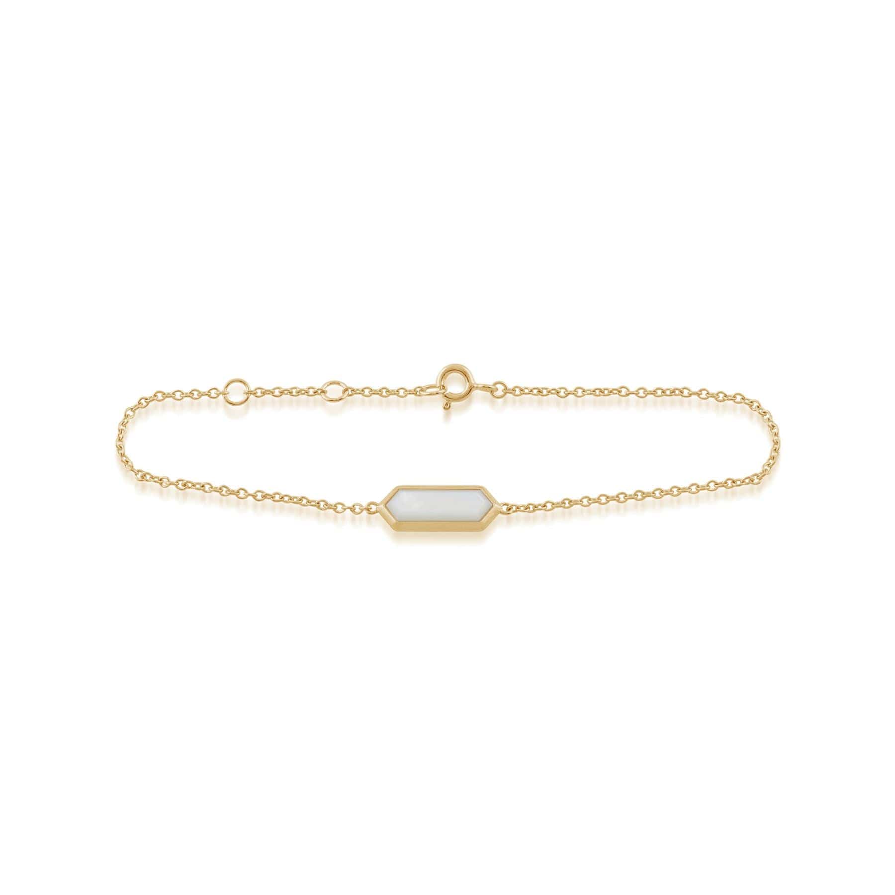 Geometric Hexagon Mother of Pearl Prism Bracelet in Gold Plated  Silver - Gemondo