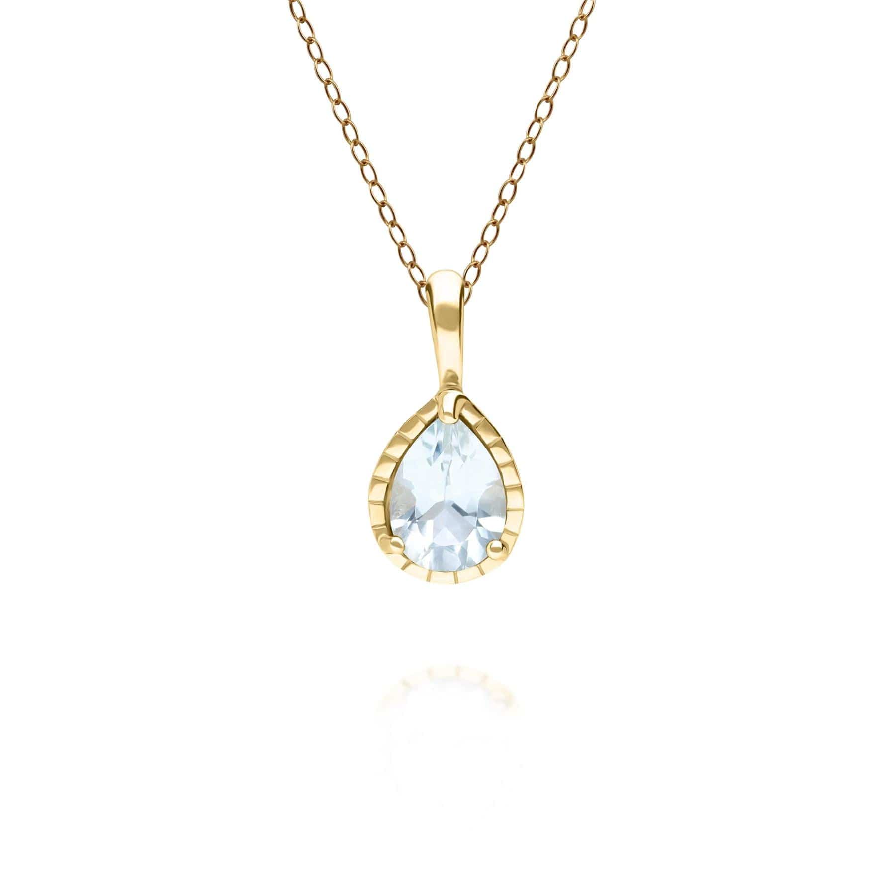 135P2094059 Classic Pear Aquamarine Pendant in 9ct Yellow Gold 1