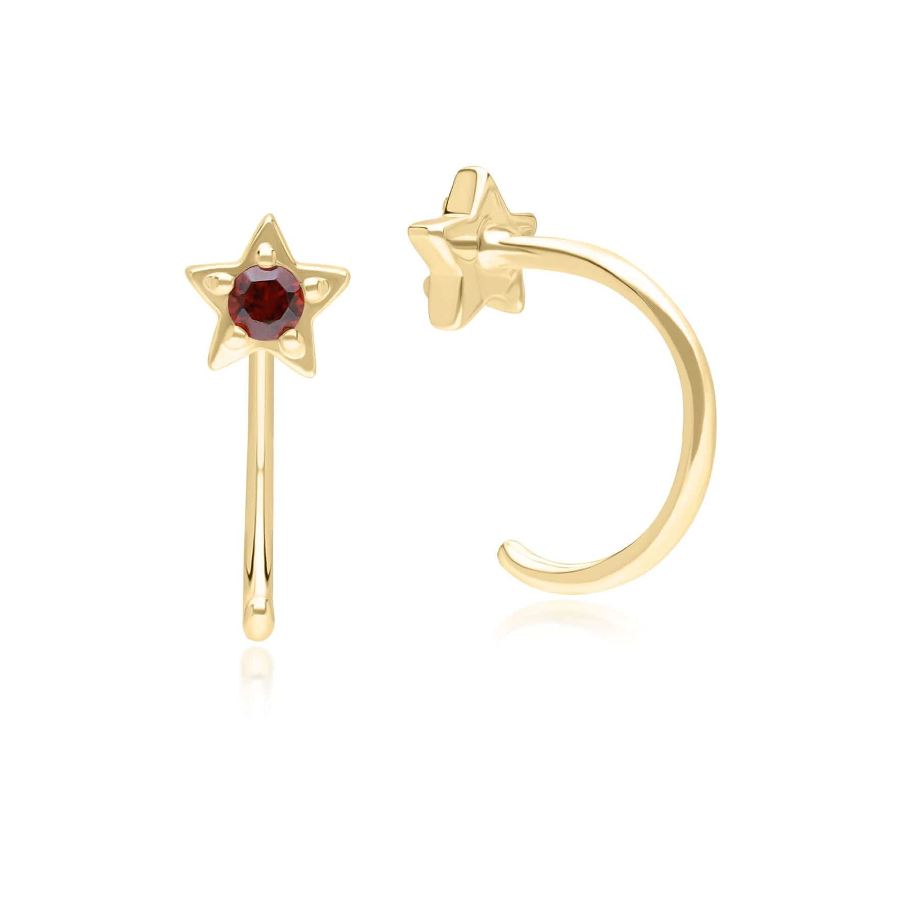 135E1822049 Modern Classic Garnet Pull Through Hoop Earrings in 9ct Yellow Gold Side