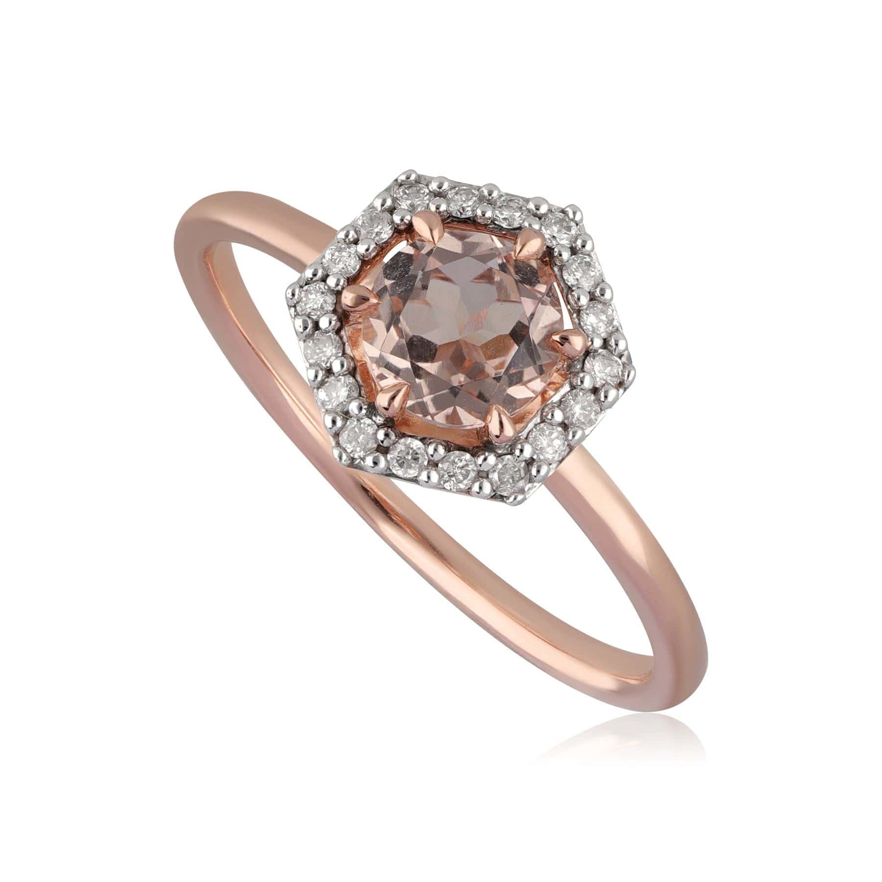 9ct Rose Gold 0.556ct Morganite & Diamond Halo Engagement Ring Large