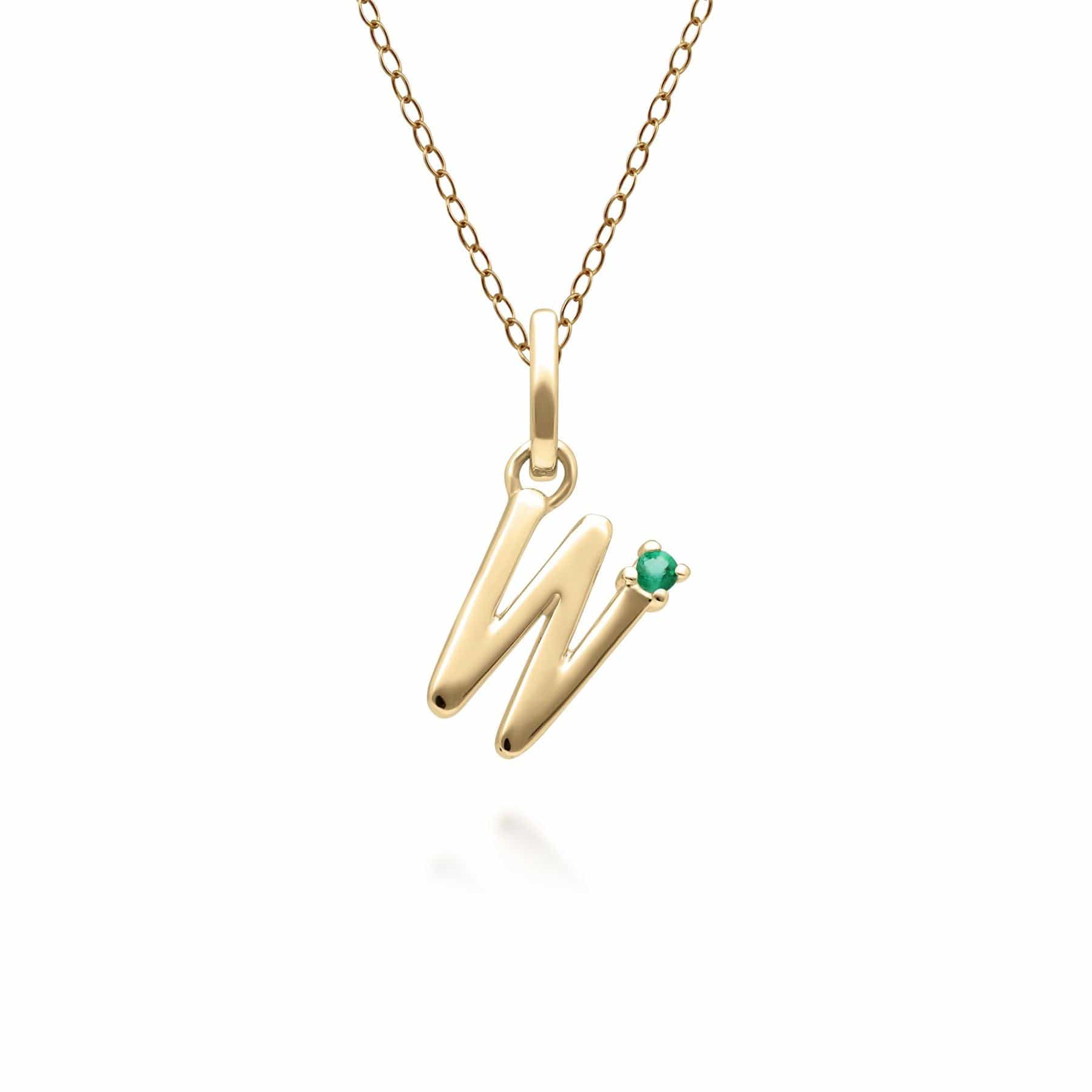 Initial Emerald Letter Necklace In 9ct Yellow Gold - Gemondo